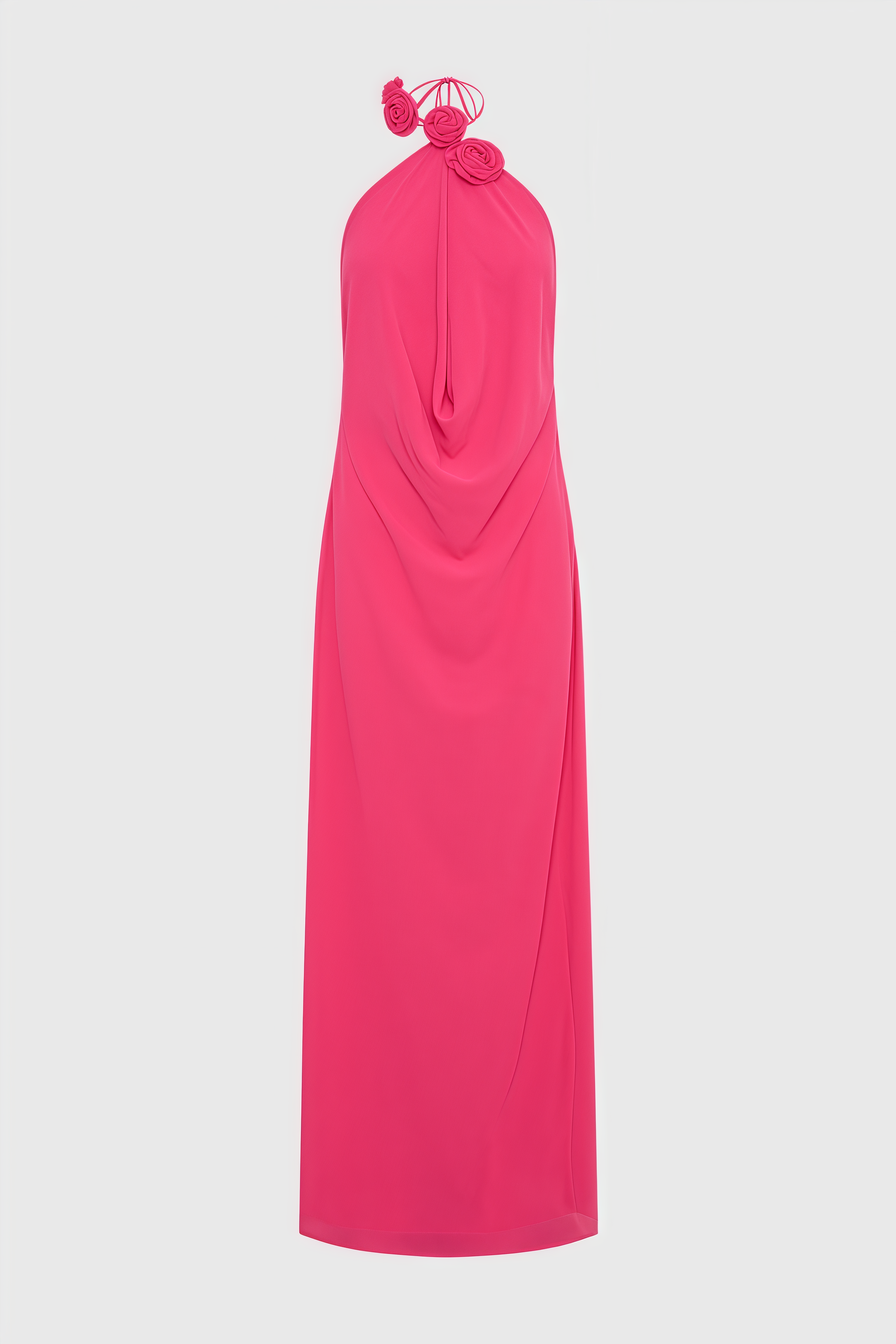 Penel Cowl Neck 3D Flower Maxi Dress