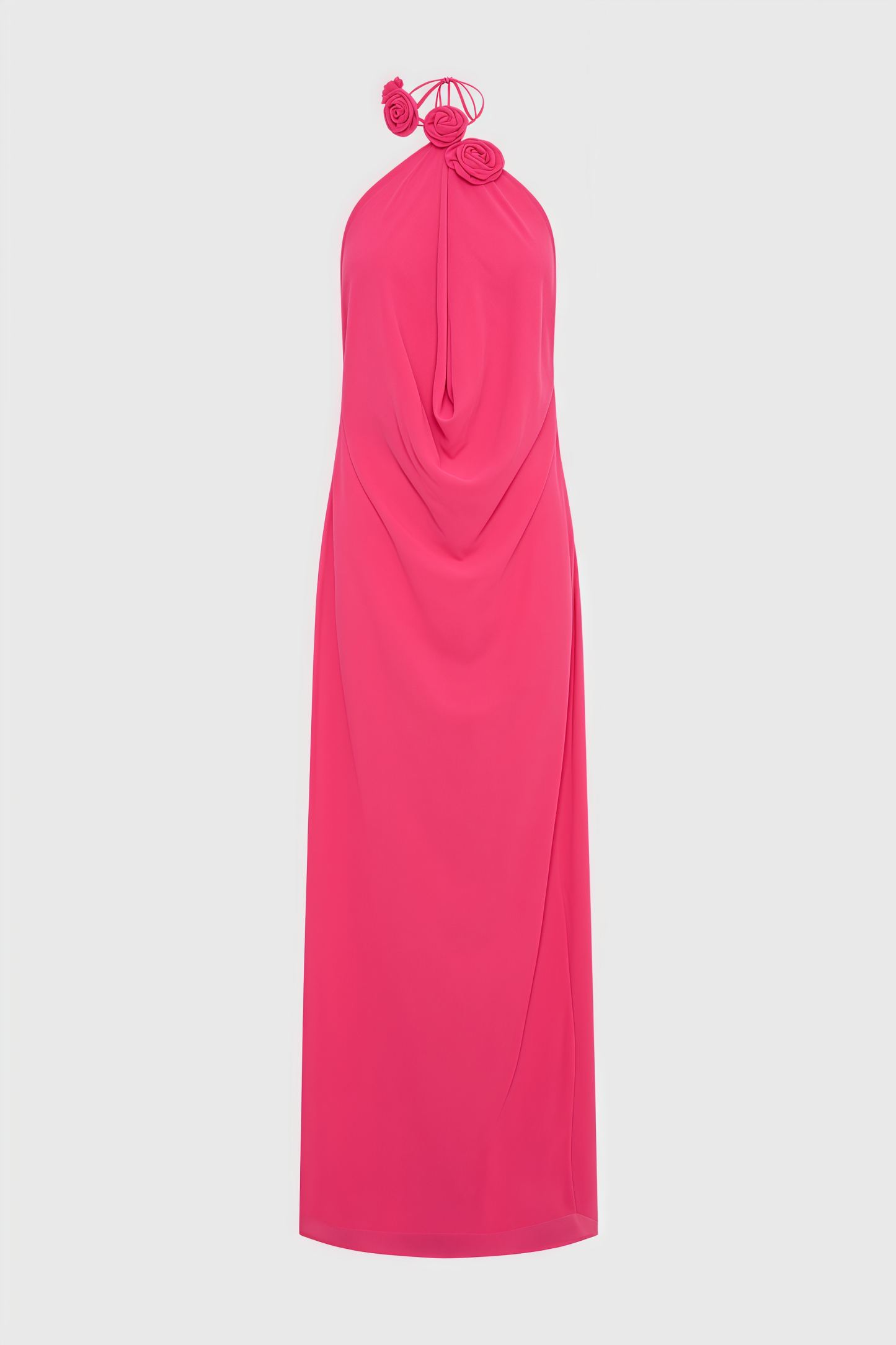 Penel Cowl Neck 3D Flower Maxi Dress