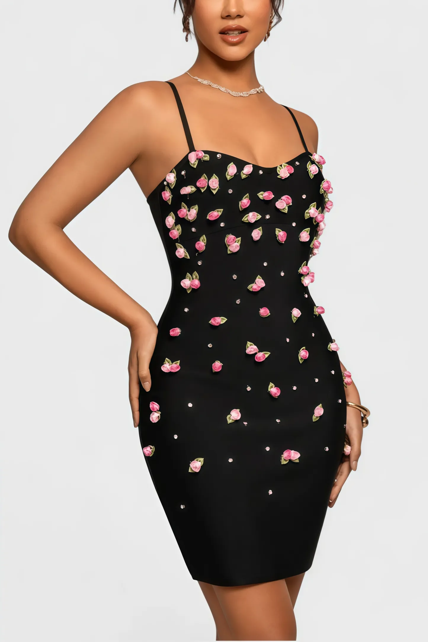 Zarelk Rosebud Bandage Mini Dress