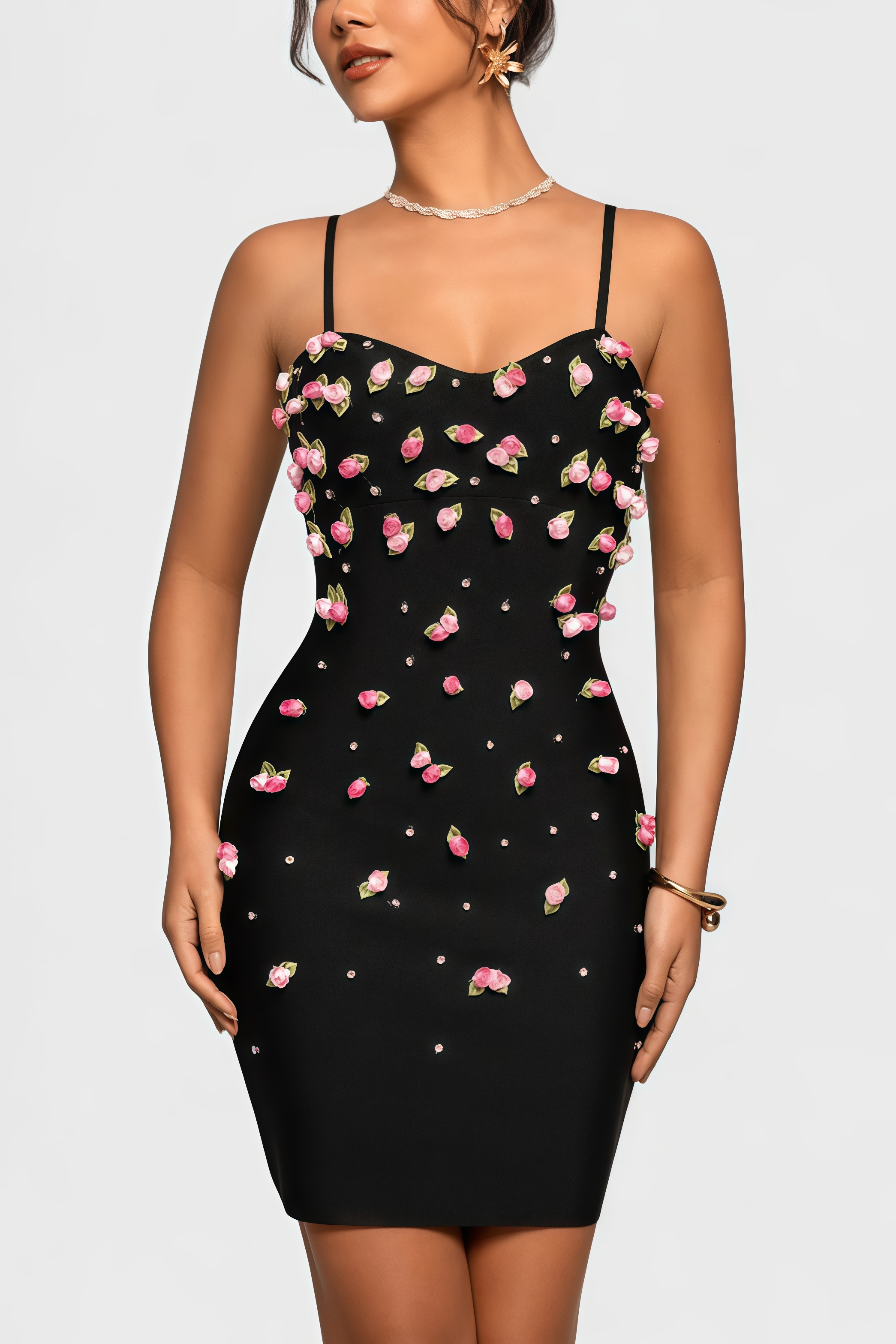 Zarelk Rosebud Bandage Mini Dress