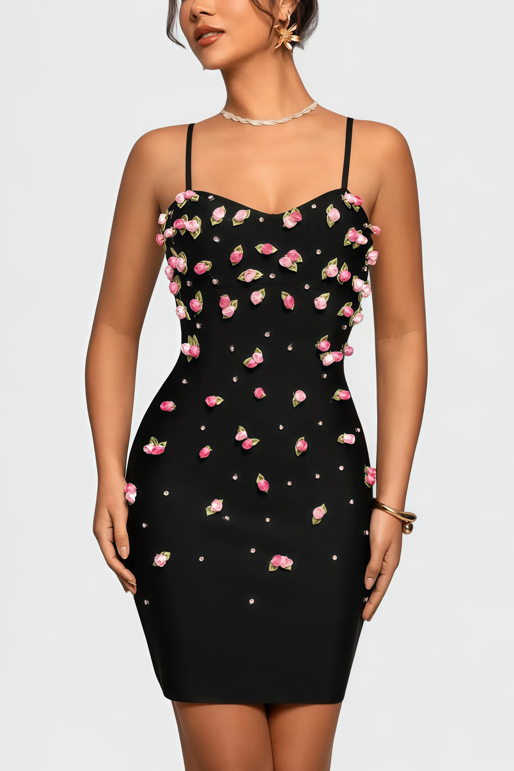 Zarelk Rosebud Bandage Mini Dress