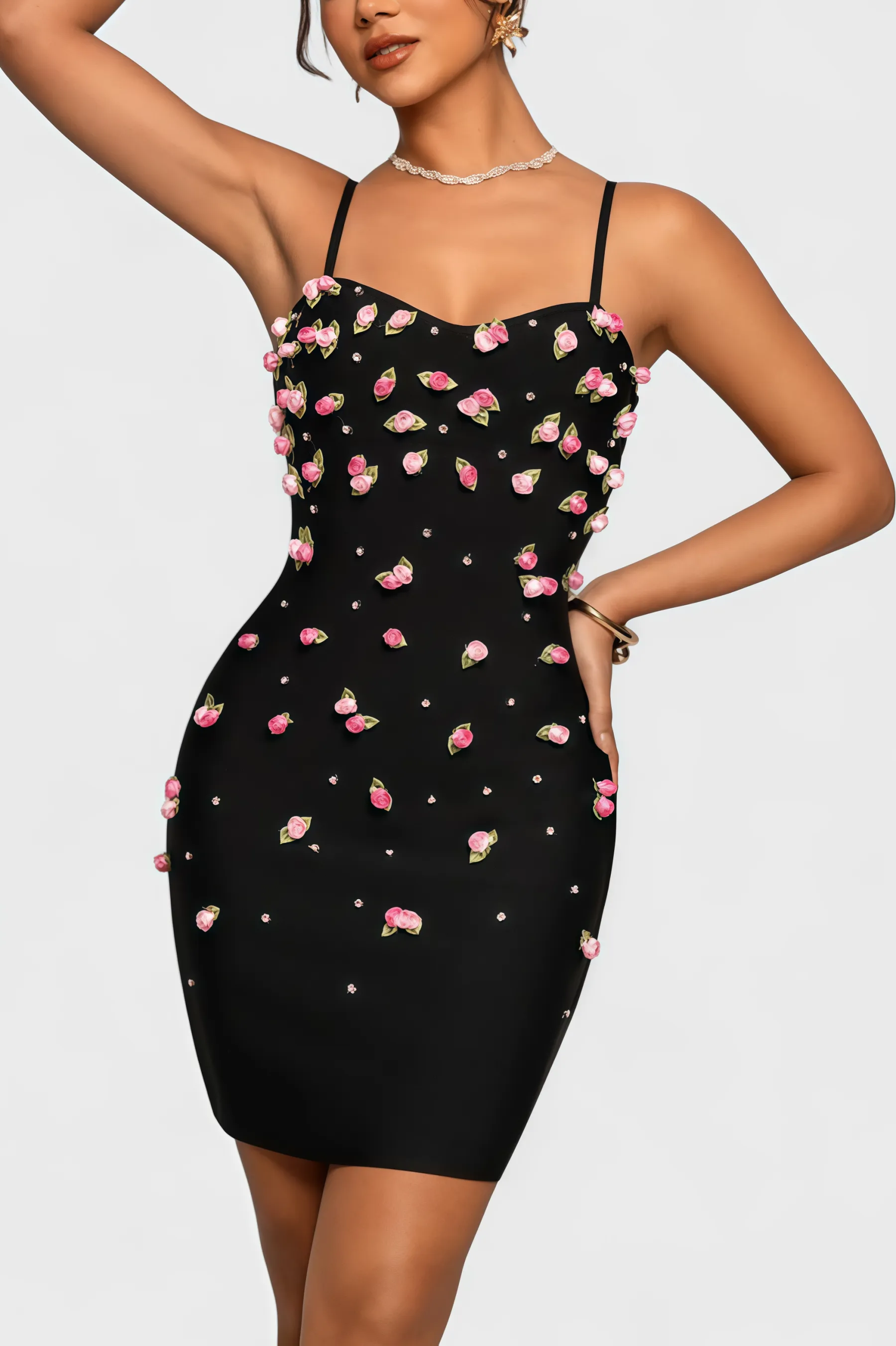 Zarelk Rosebud Bandage Mini Dress