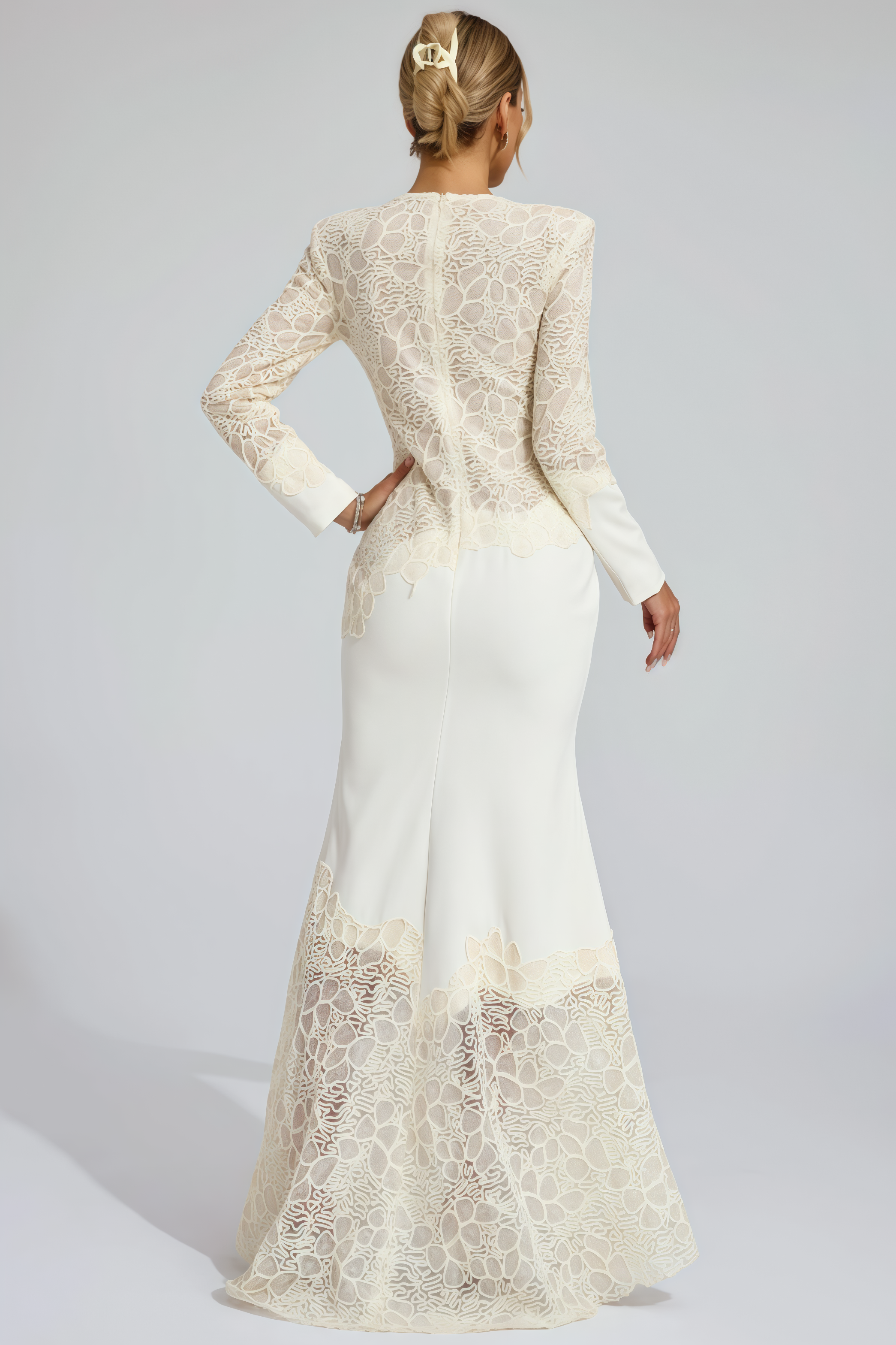 Giank Beige Embroidered Maxi Dress