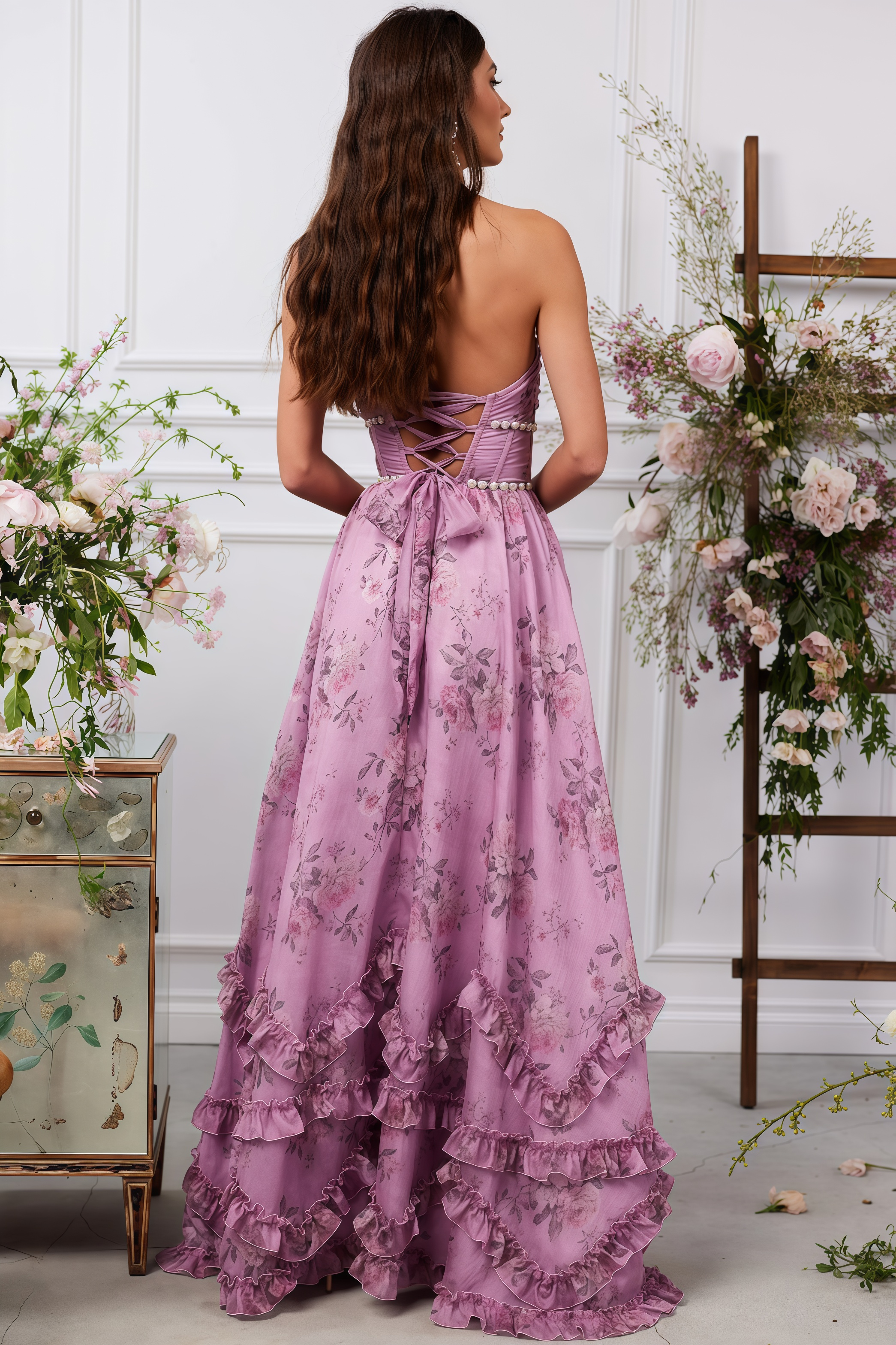 Jodie Printed Hanging Neck Maxi Dress