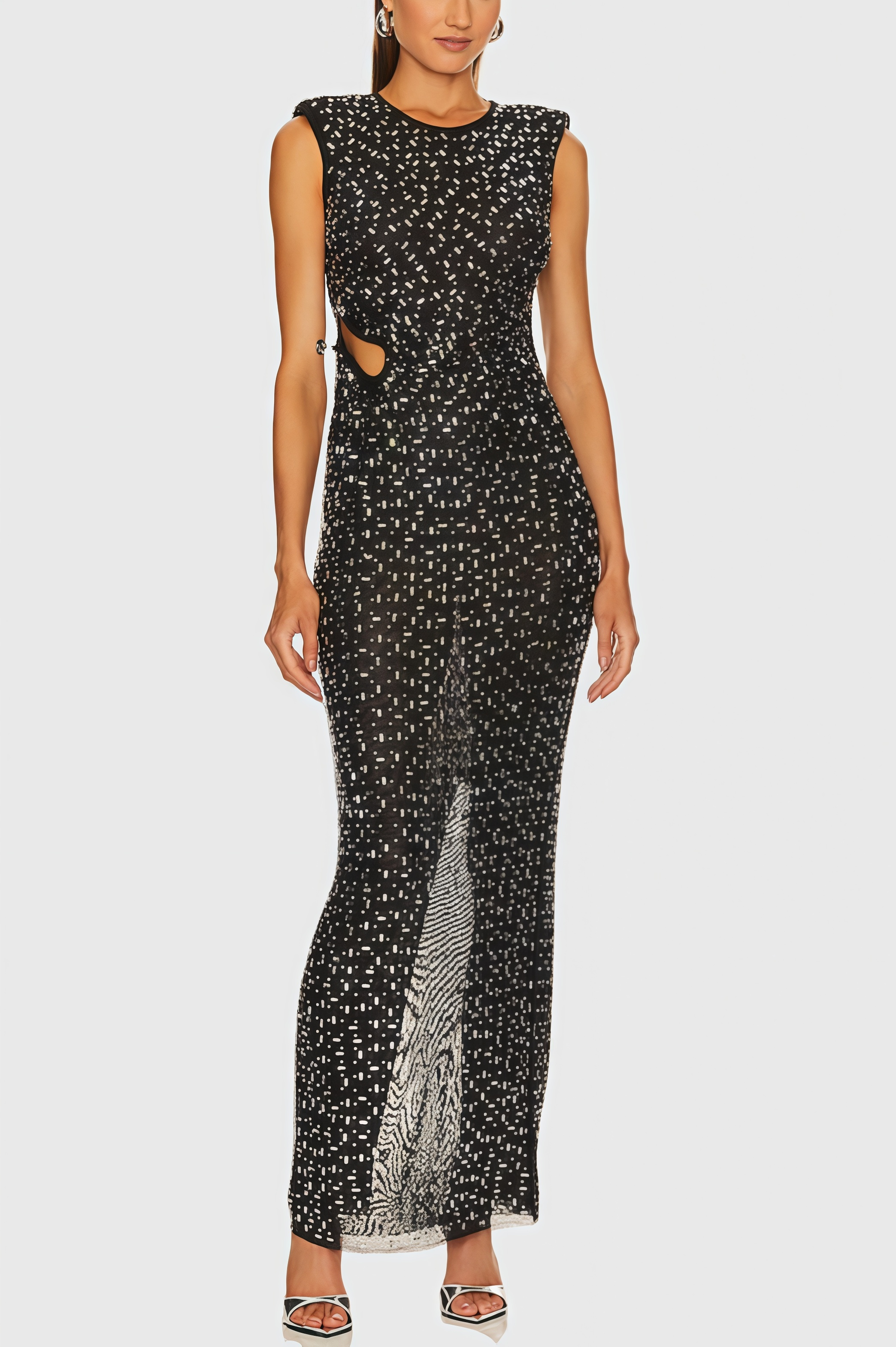 Orend Rhinestone Split Sleeveless Maxi Dress
