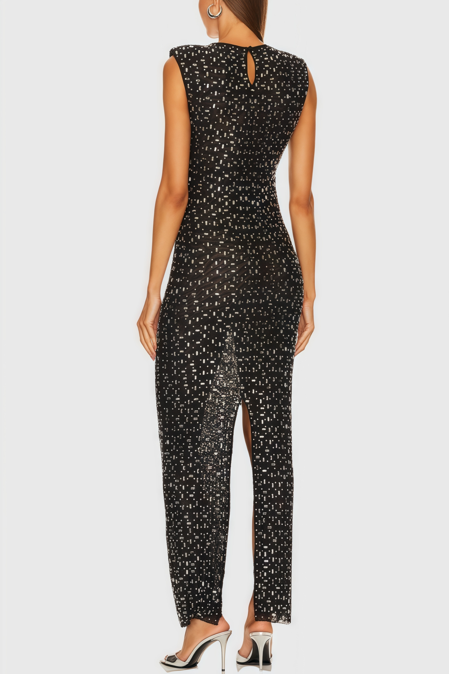 Orend Rhinestone Split Sleeveless Maxi Dress