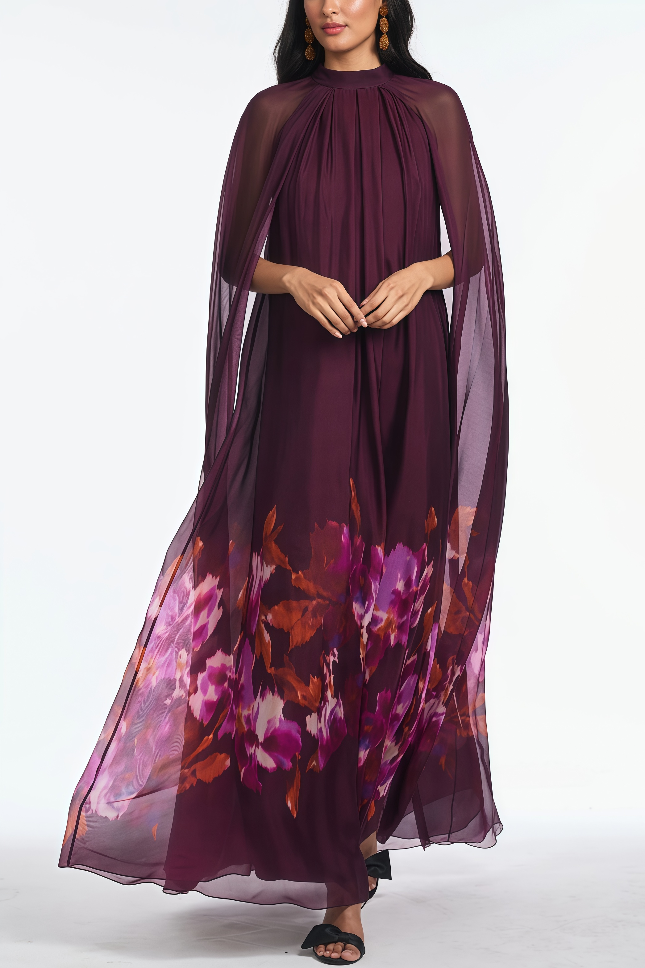 Maras Mesh Printed Maxi Dress