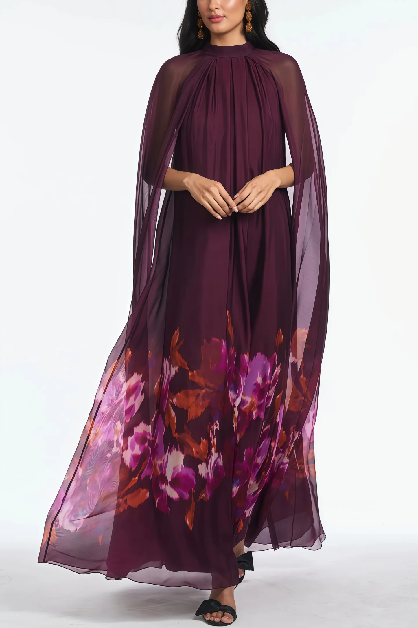 Maras Mesh Printed Maxi Dress
