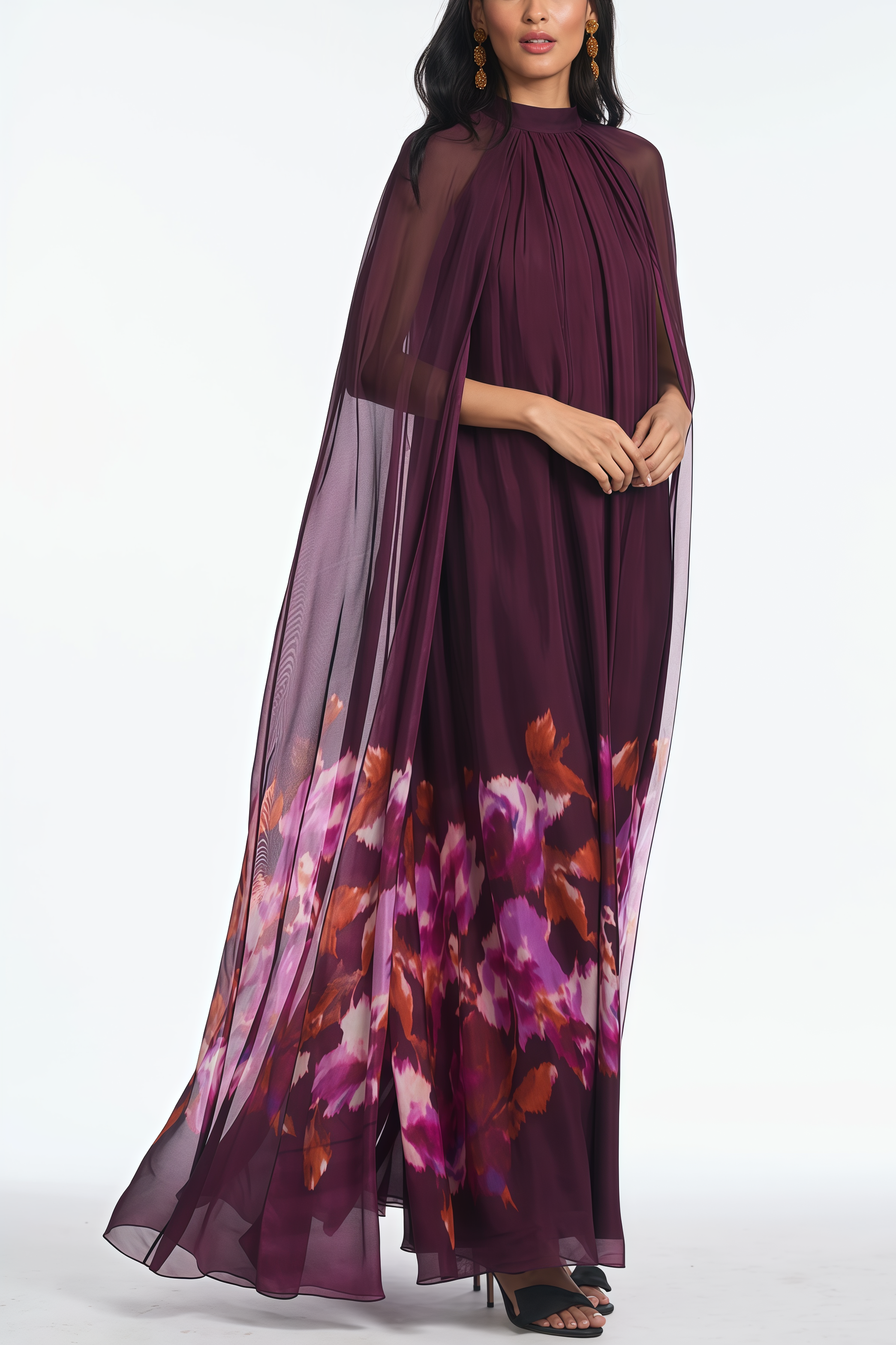 Maras Mesh Printed Maxi Dress