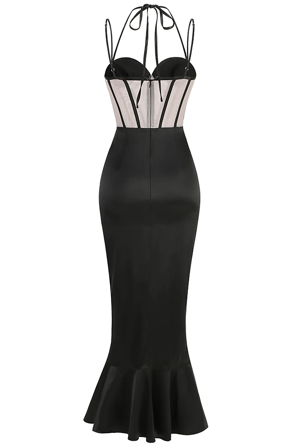 Ulyssa Satin Corset Pearl Lace Cup Dress