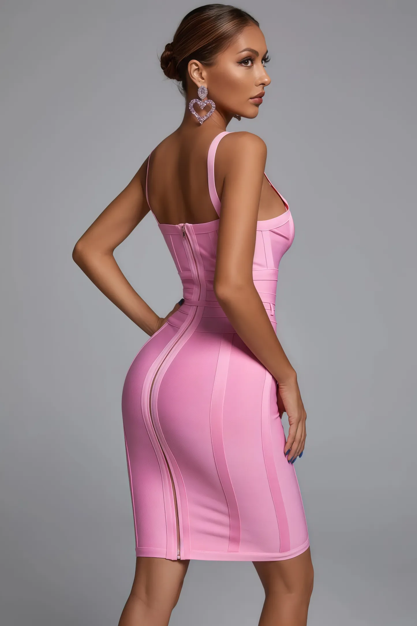 Liora Pink Halter Tie Belt Skinny Mini Dress