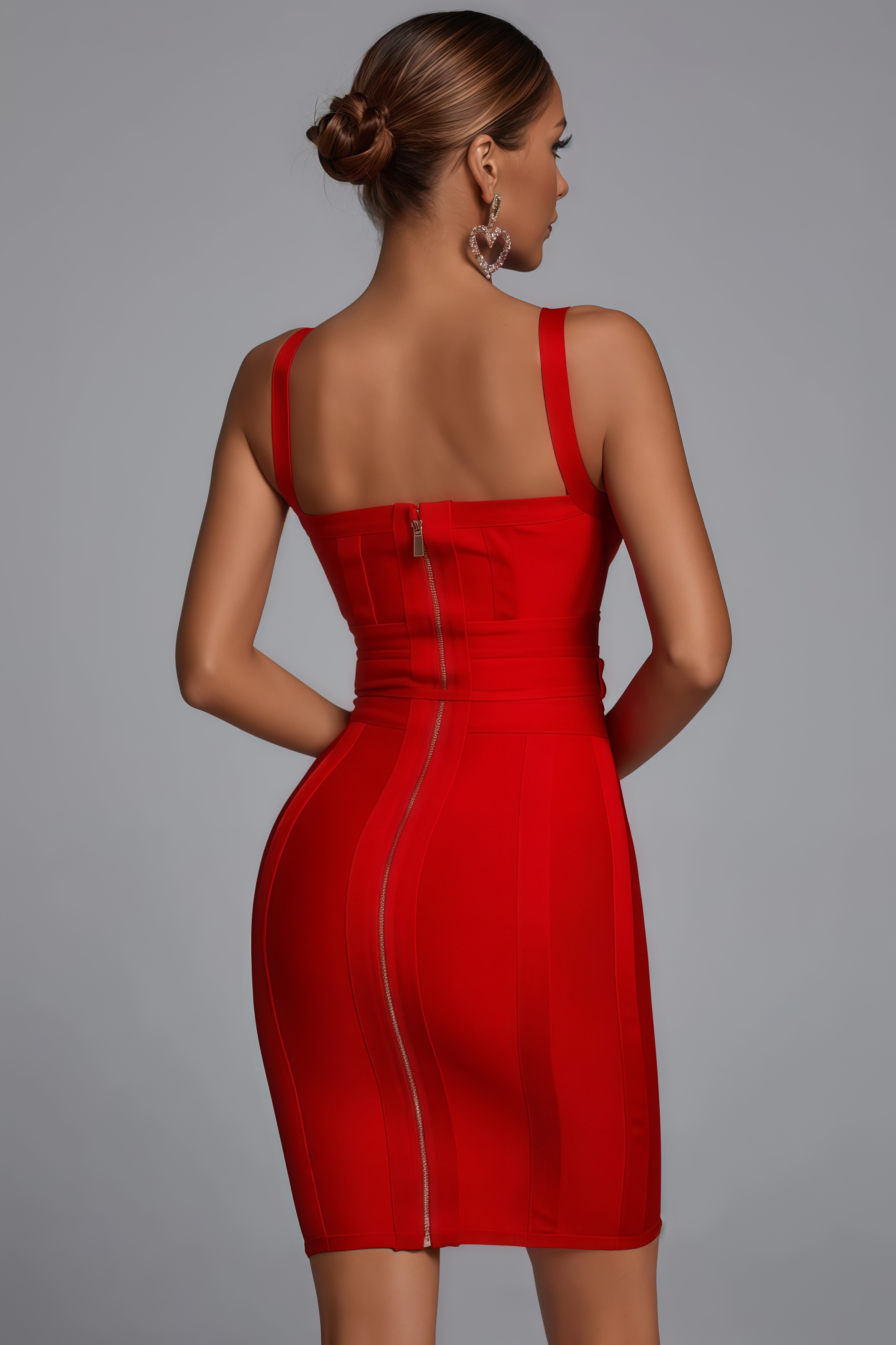 Kaia Red Halter Tie Belt Skinny Mini Dress