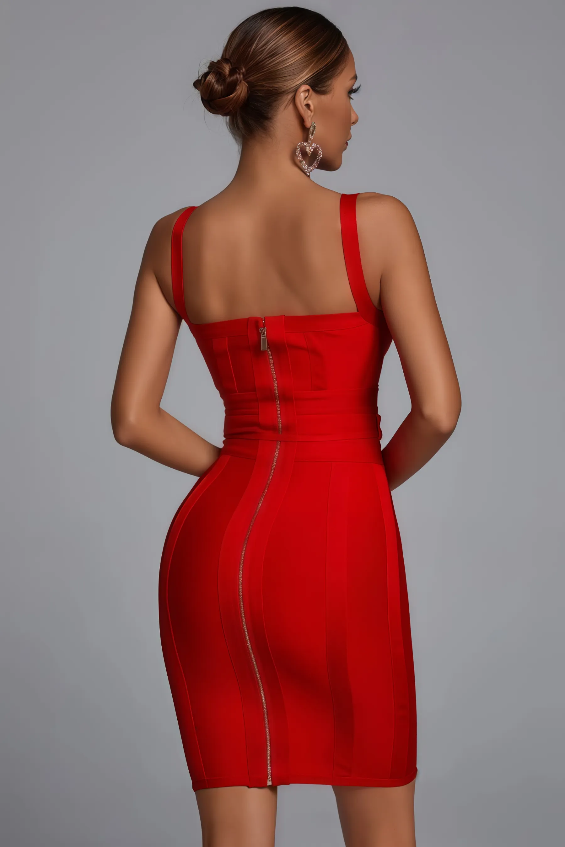 Kaia Red Halter Tie Belt Skinny Mini Dress