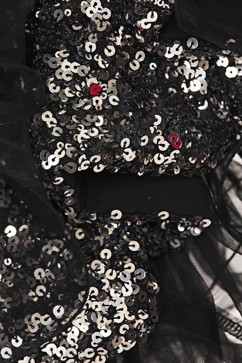Annds Sequin Ruffle Black Maxi Dress