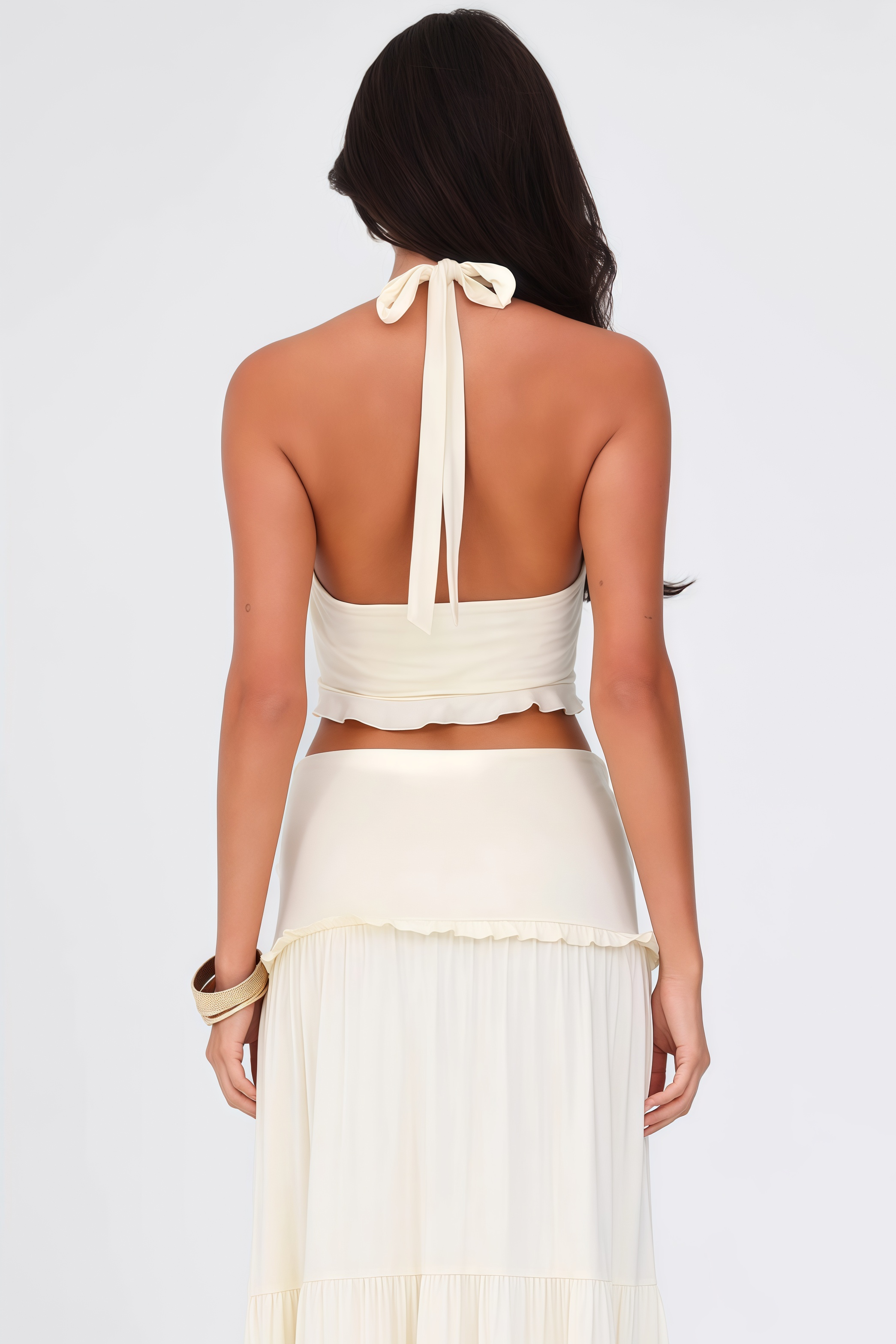 Posy Backless Top Low Waist Maxi Dress Set