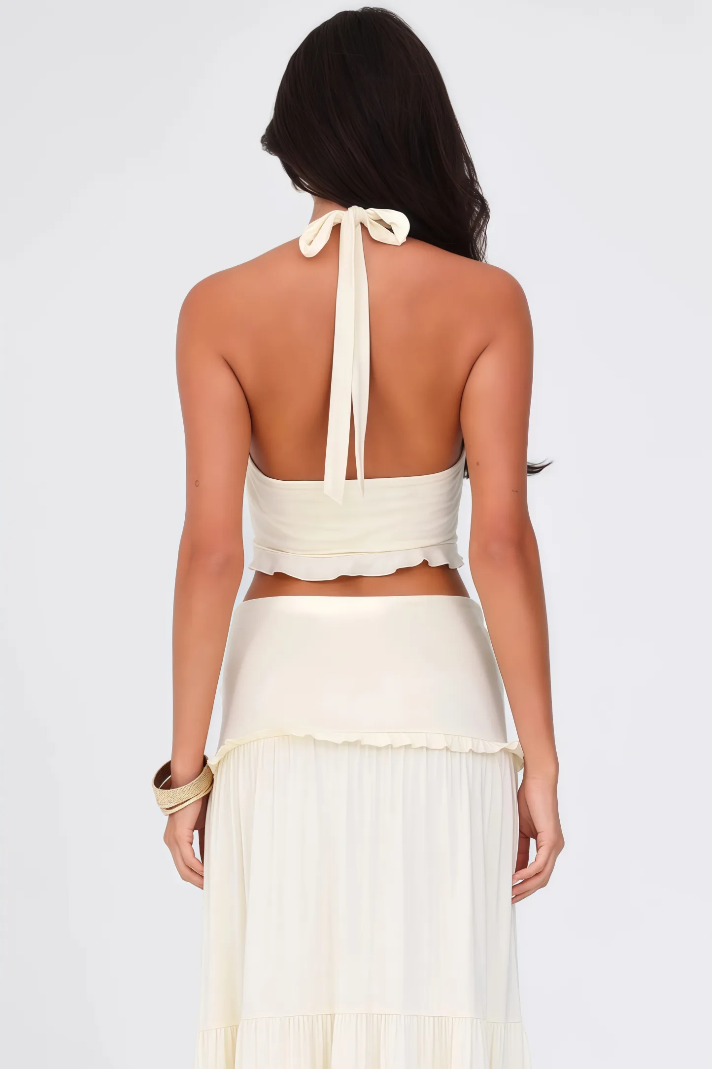 Posy Backless Top Low Waist Maxi Dress Set