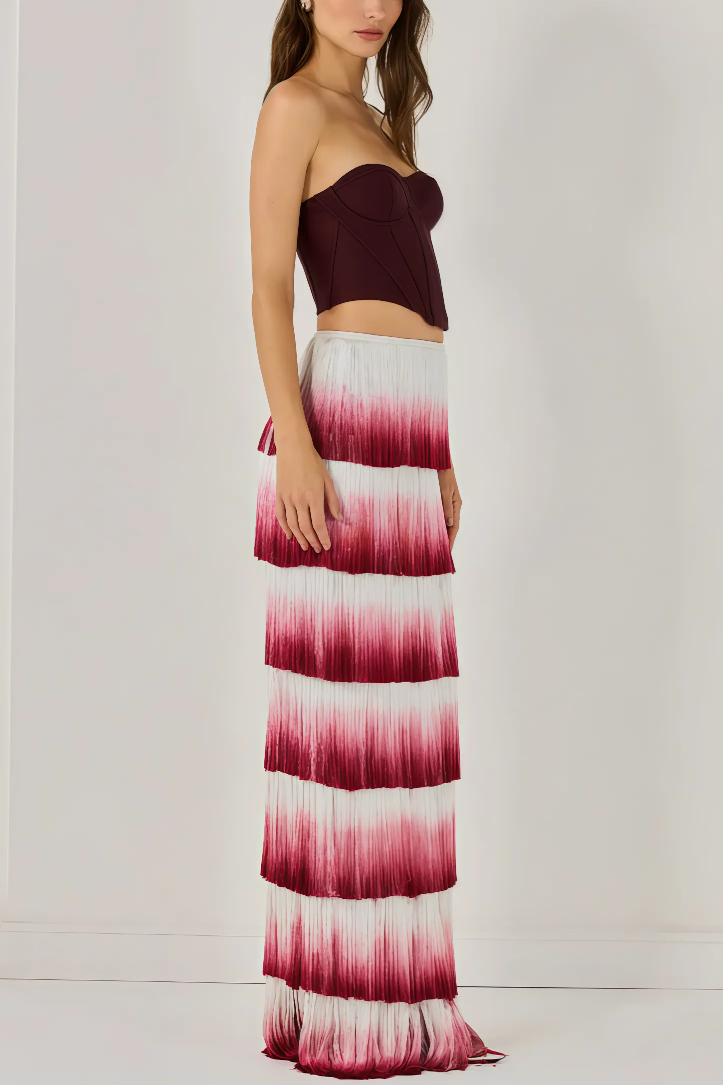 Maded Red Fringe Maxi Dress Set