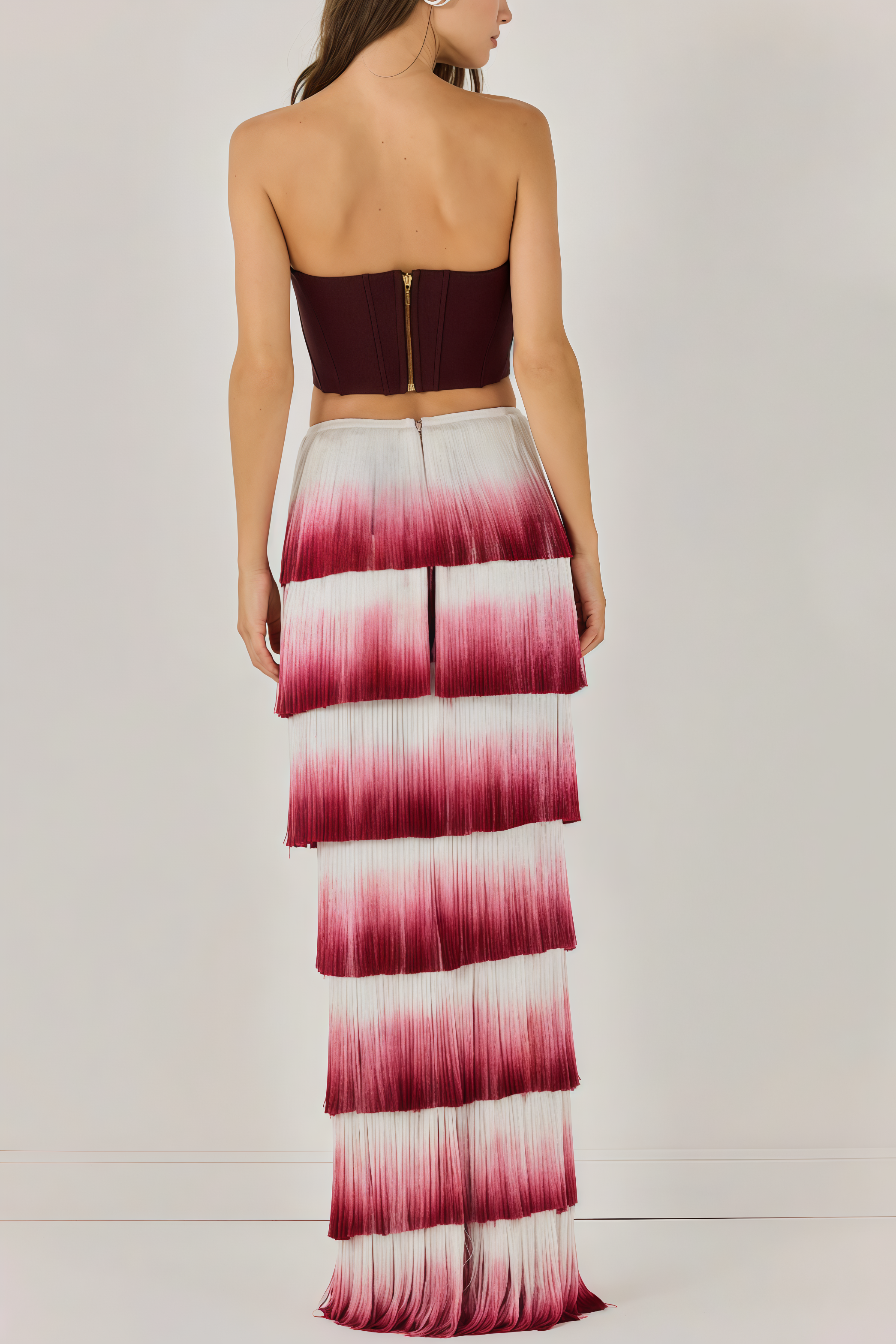Maded Red Fringe Maxi Dress Set