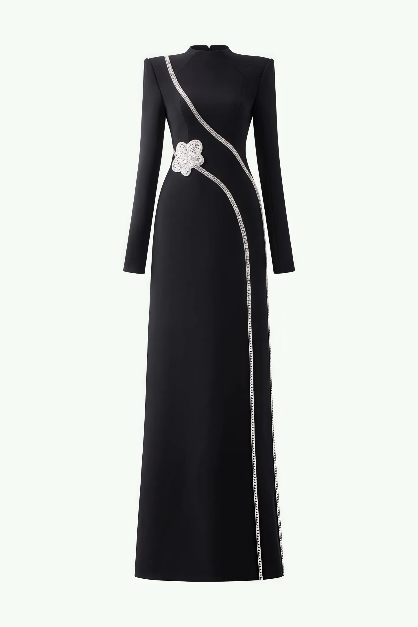Senne Rhinestone Long Sleeve Floral Maxi Dress