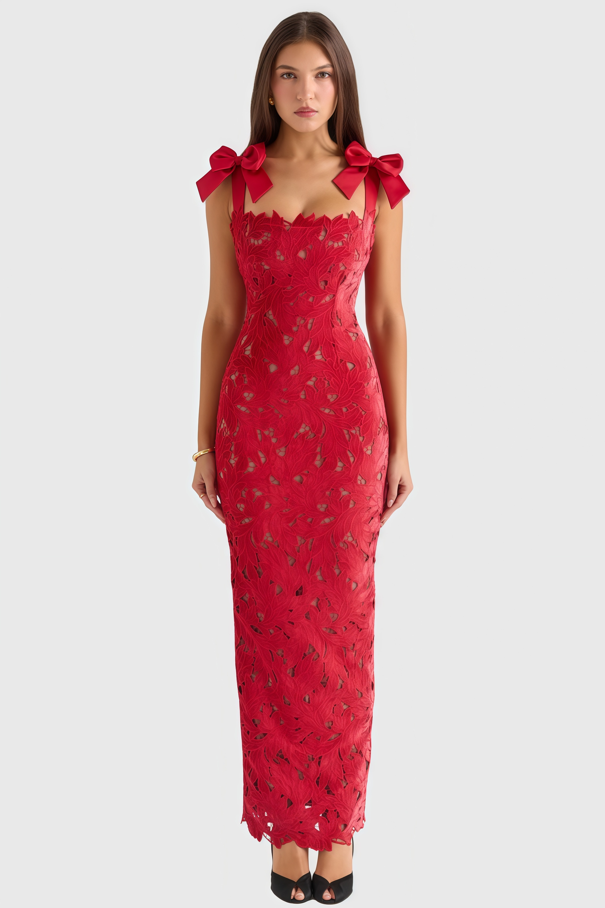 Fiona Red Bow Maxi Dress