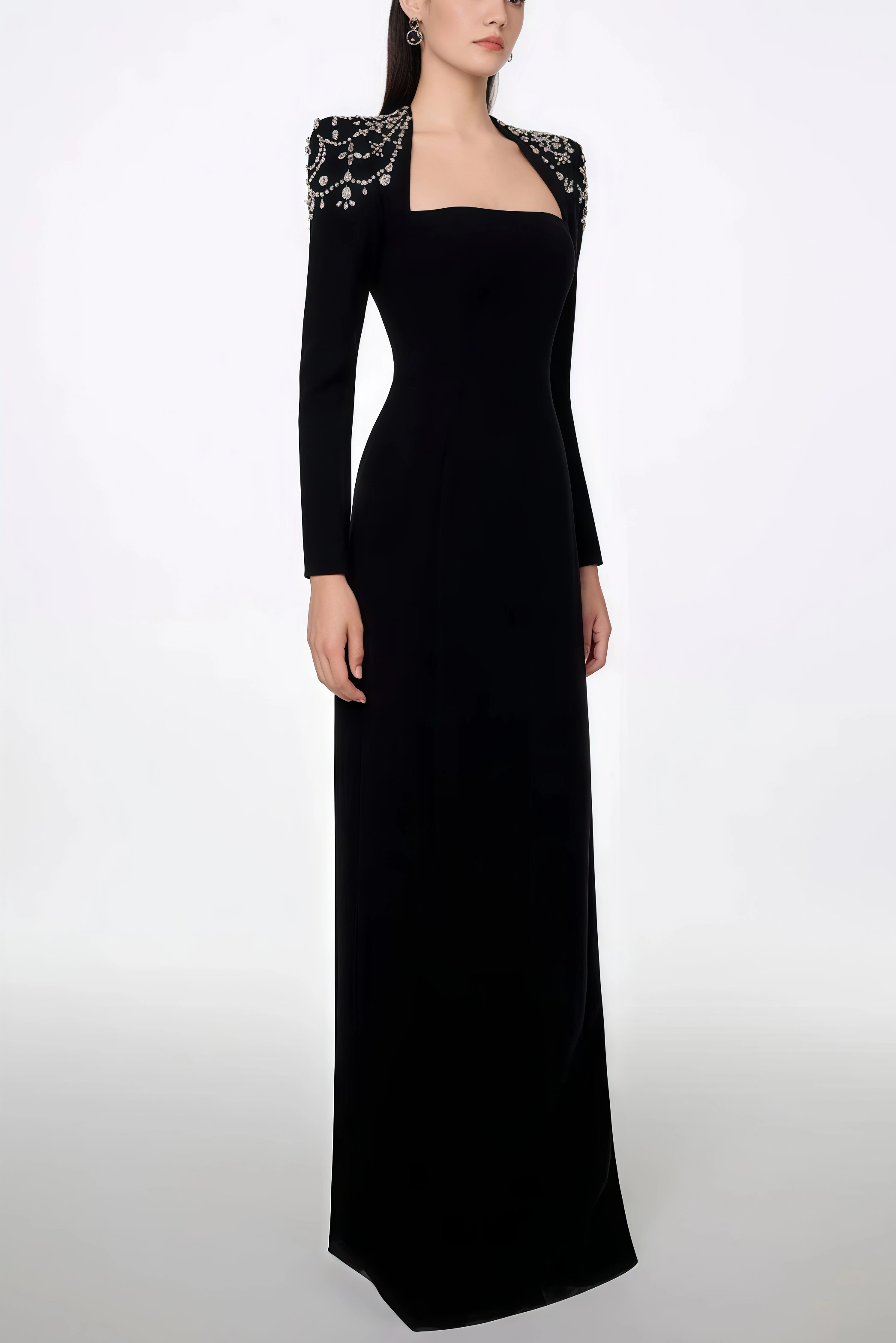 Roxany Queen Anne Neckline Maxi Dress