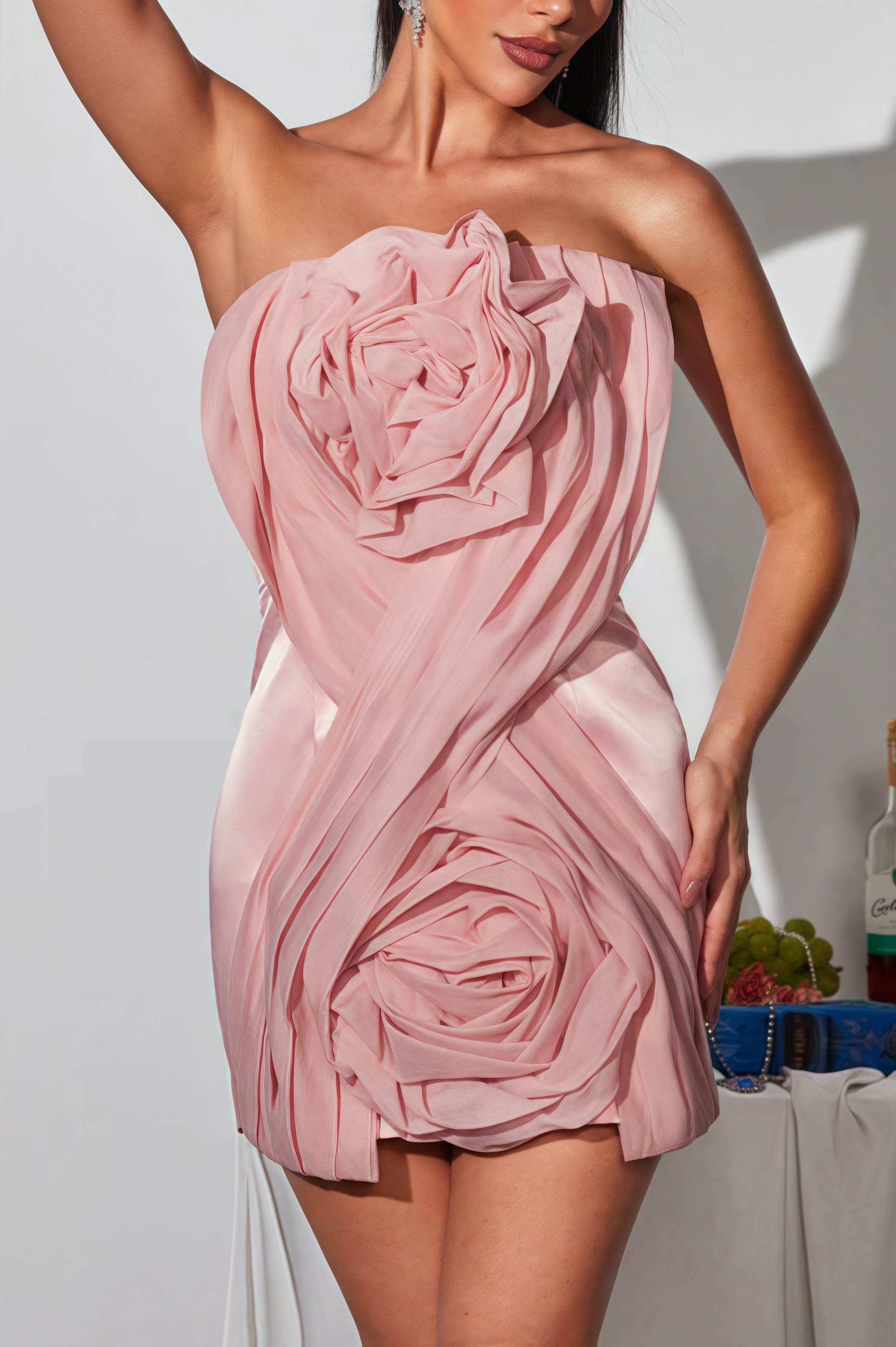 Emme Strapless Flower Mini Dress
