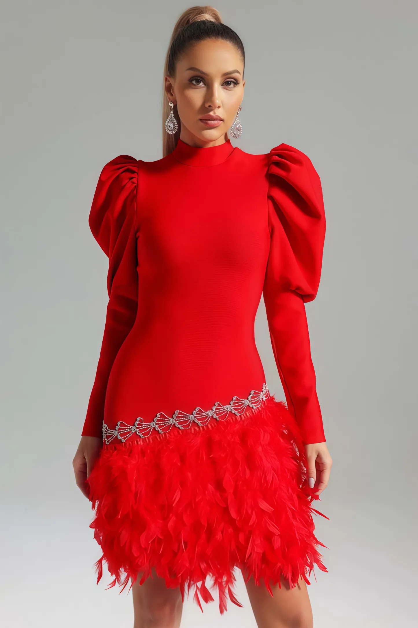 Bree Diamond Feather Mini Dress