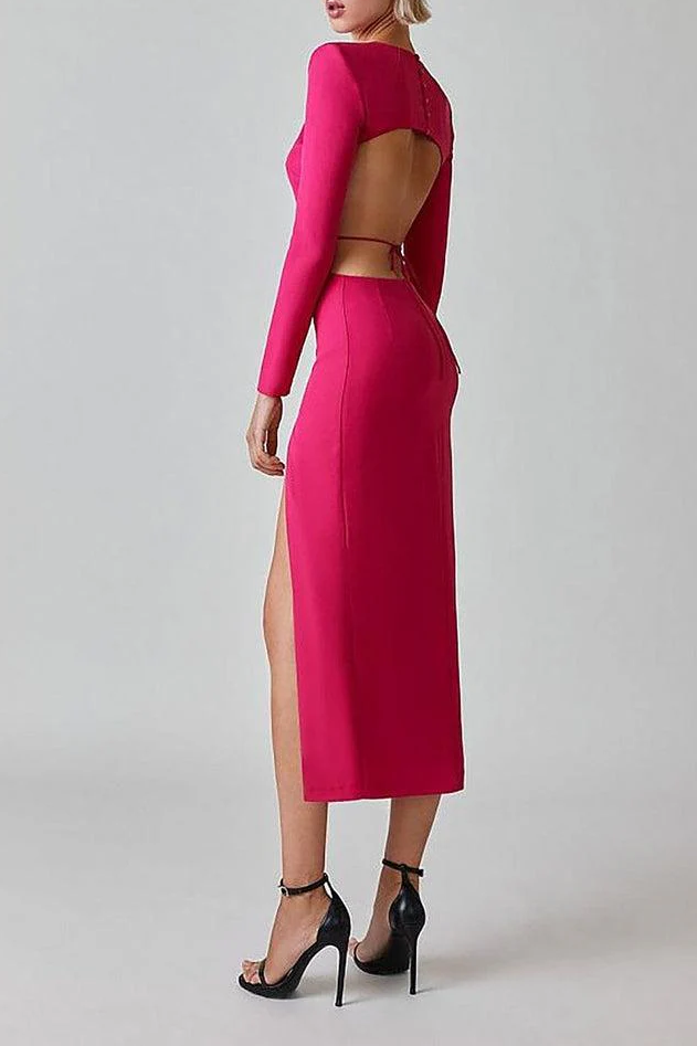 Calista  Backless Strapless Midi Dress