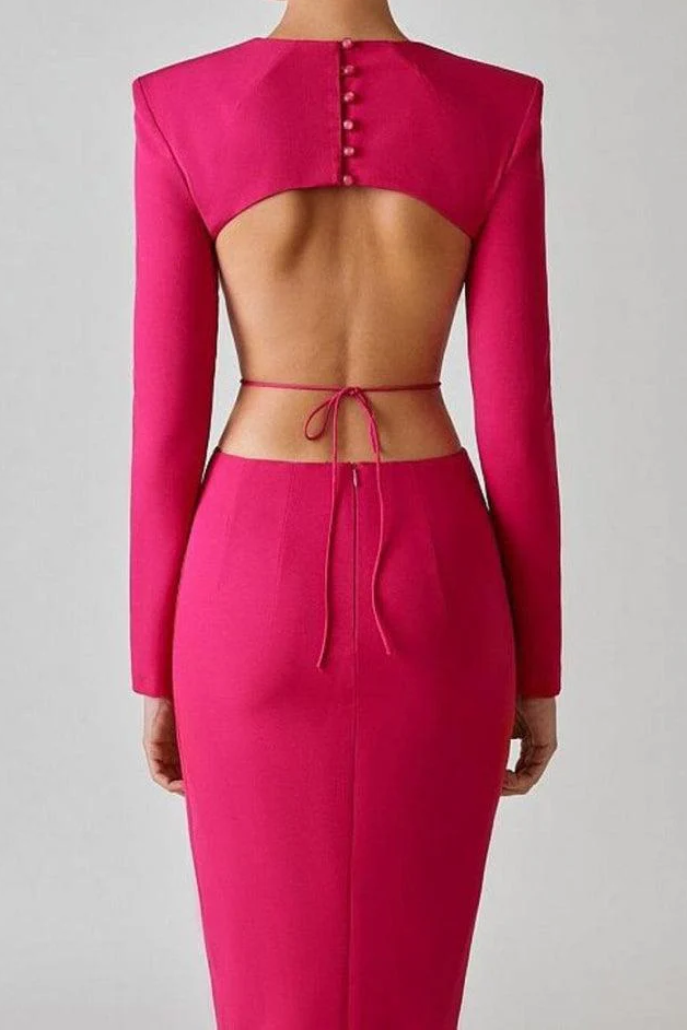 Calista  Backless Strapless Midi Dress