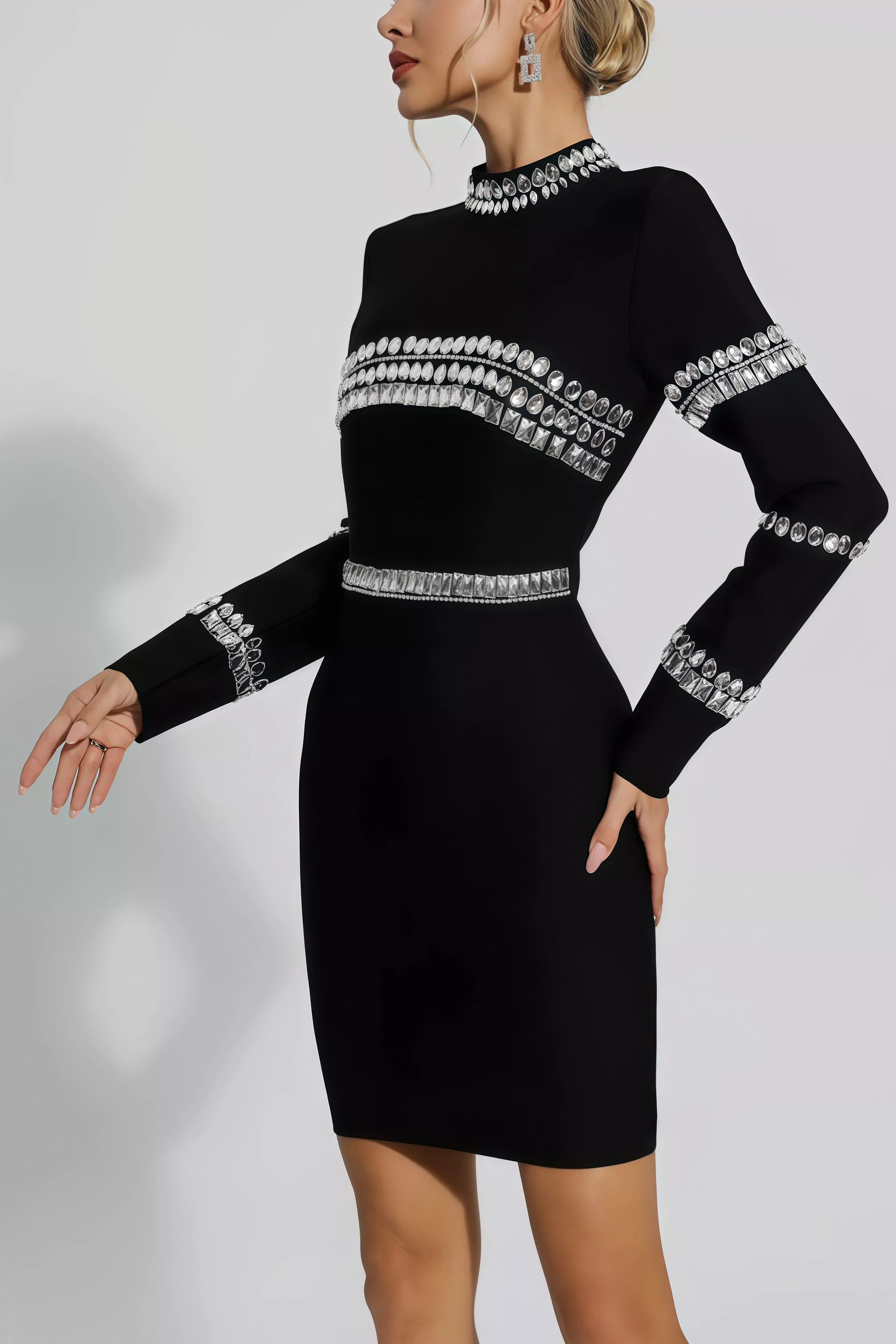 Leah Black Diamond Mini Dress