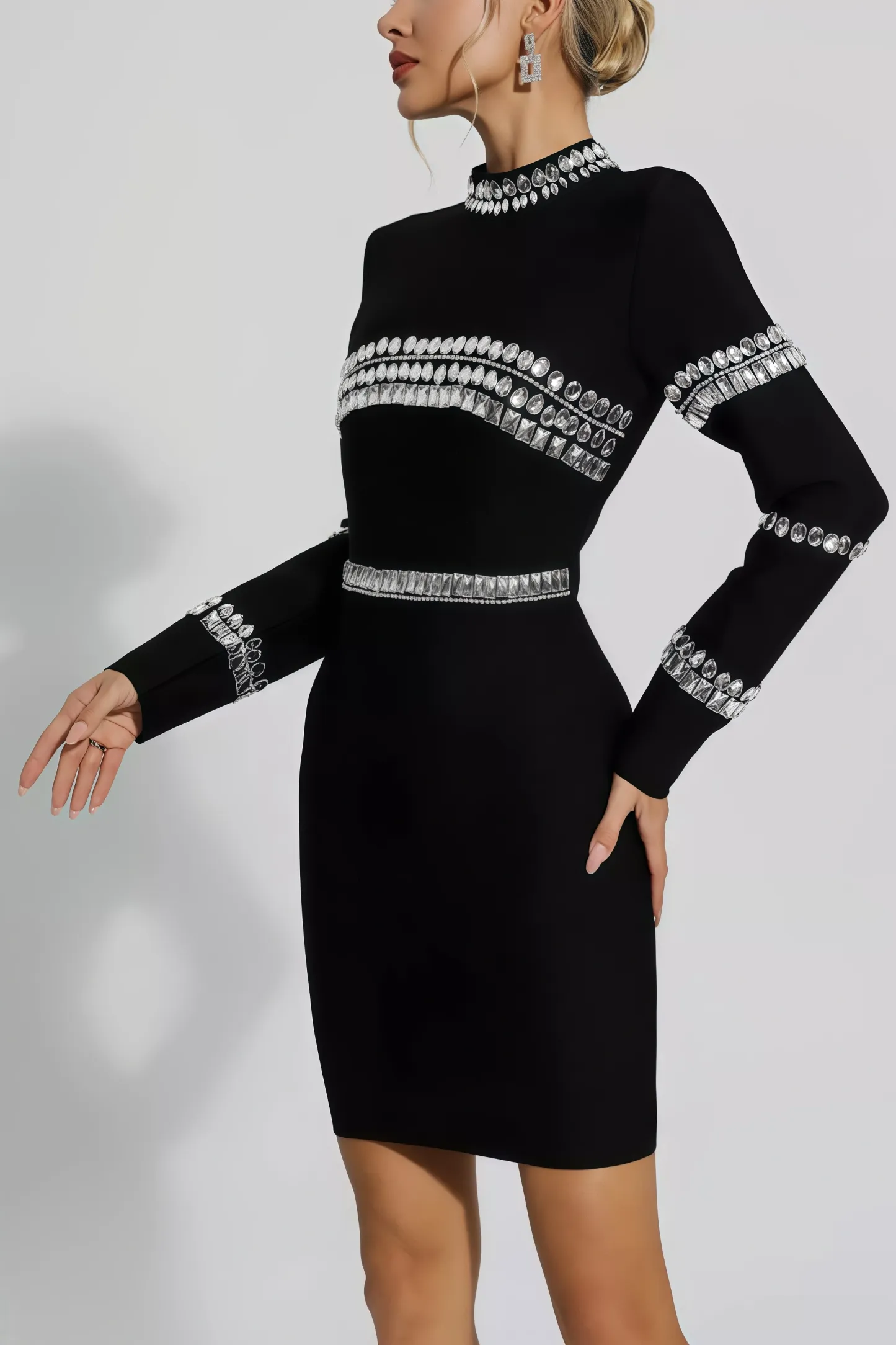 Leah Black Diamond Mini Dress