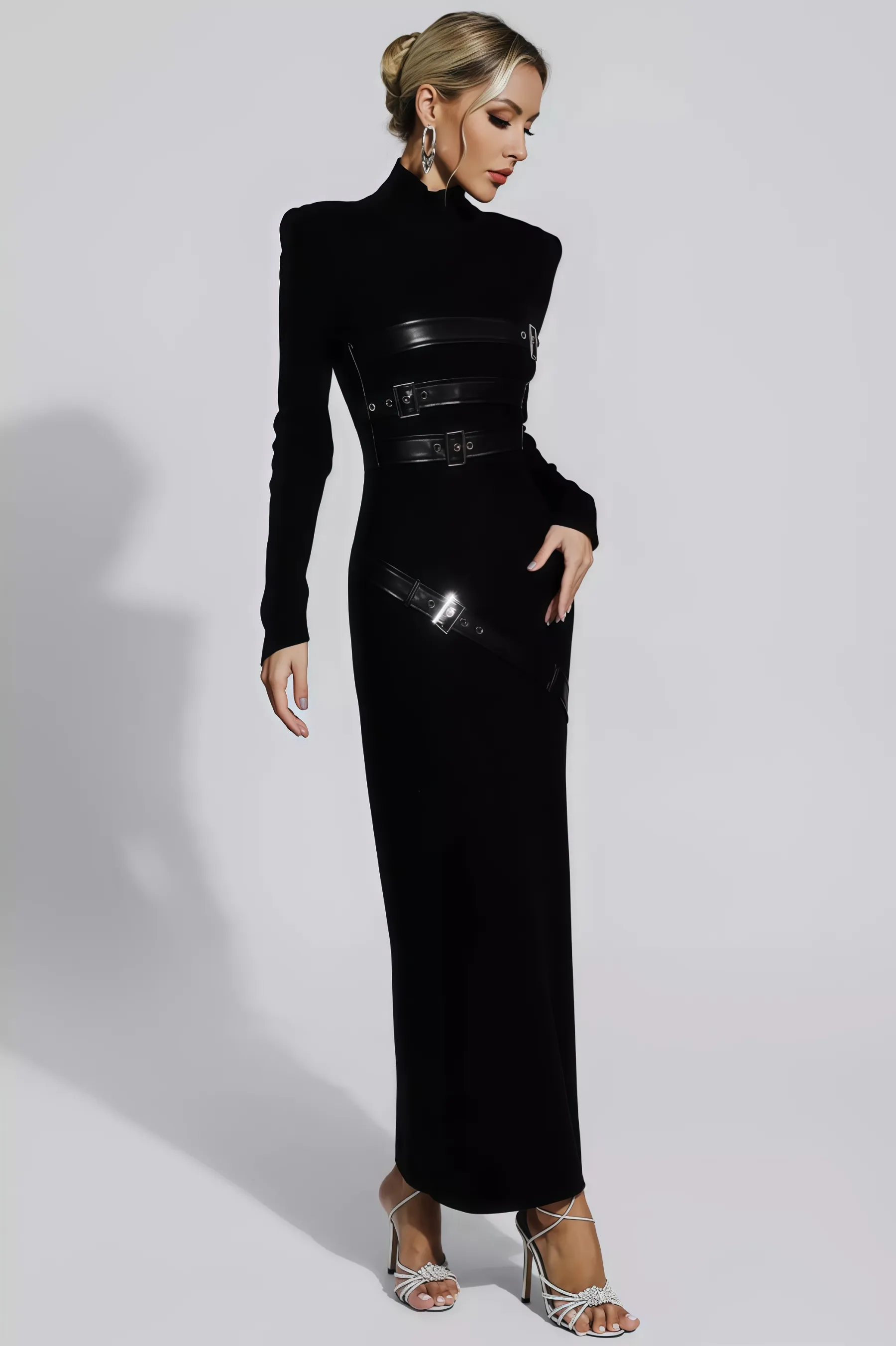 Brock Black PU Maxi Dress