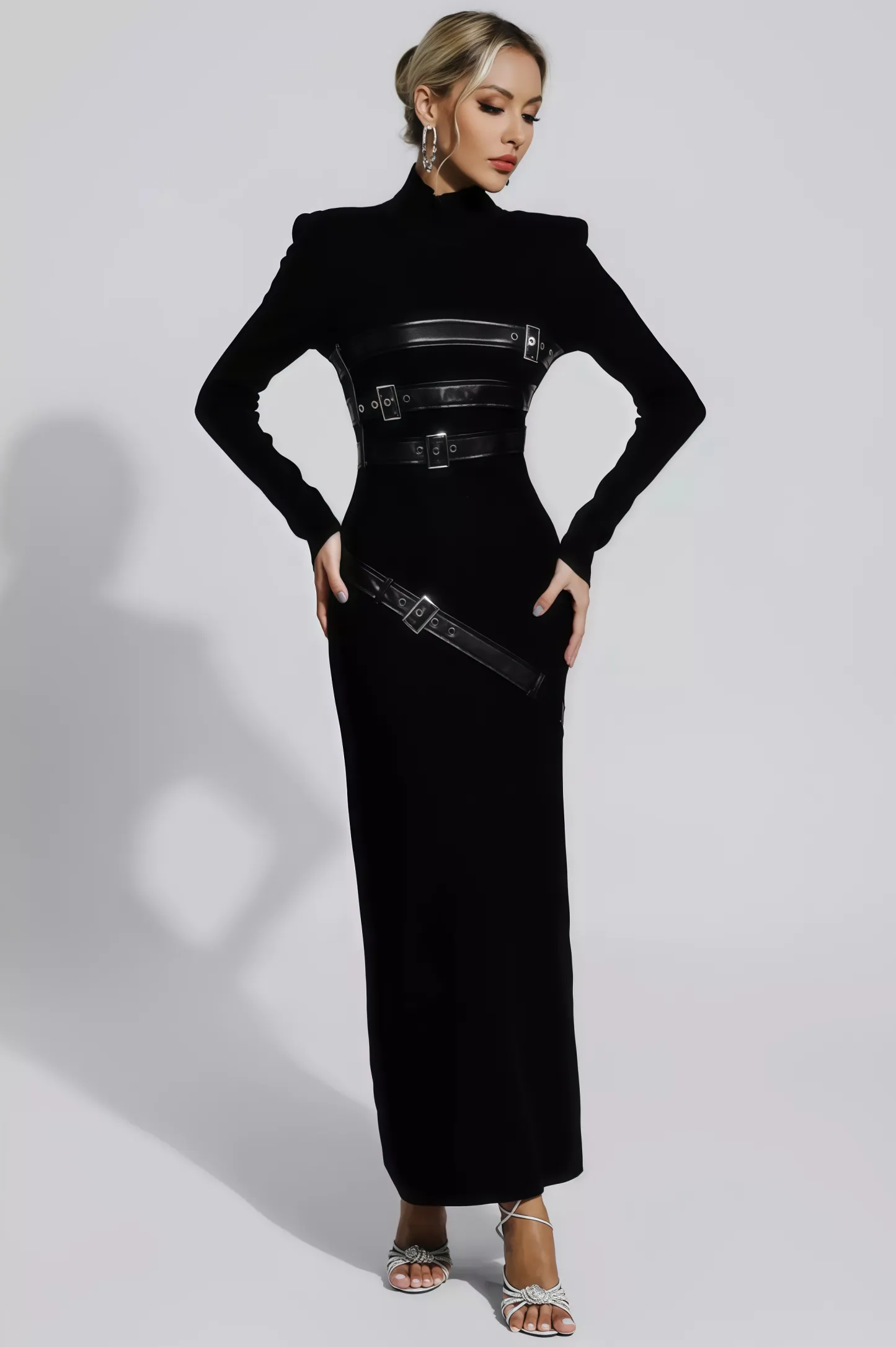 Brock Black PU Maxi Dress