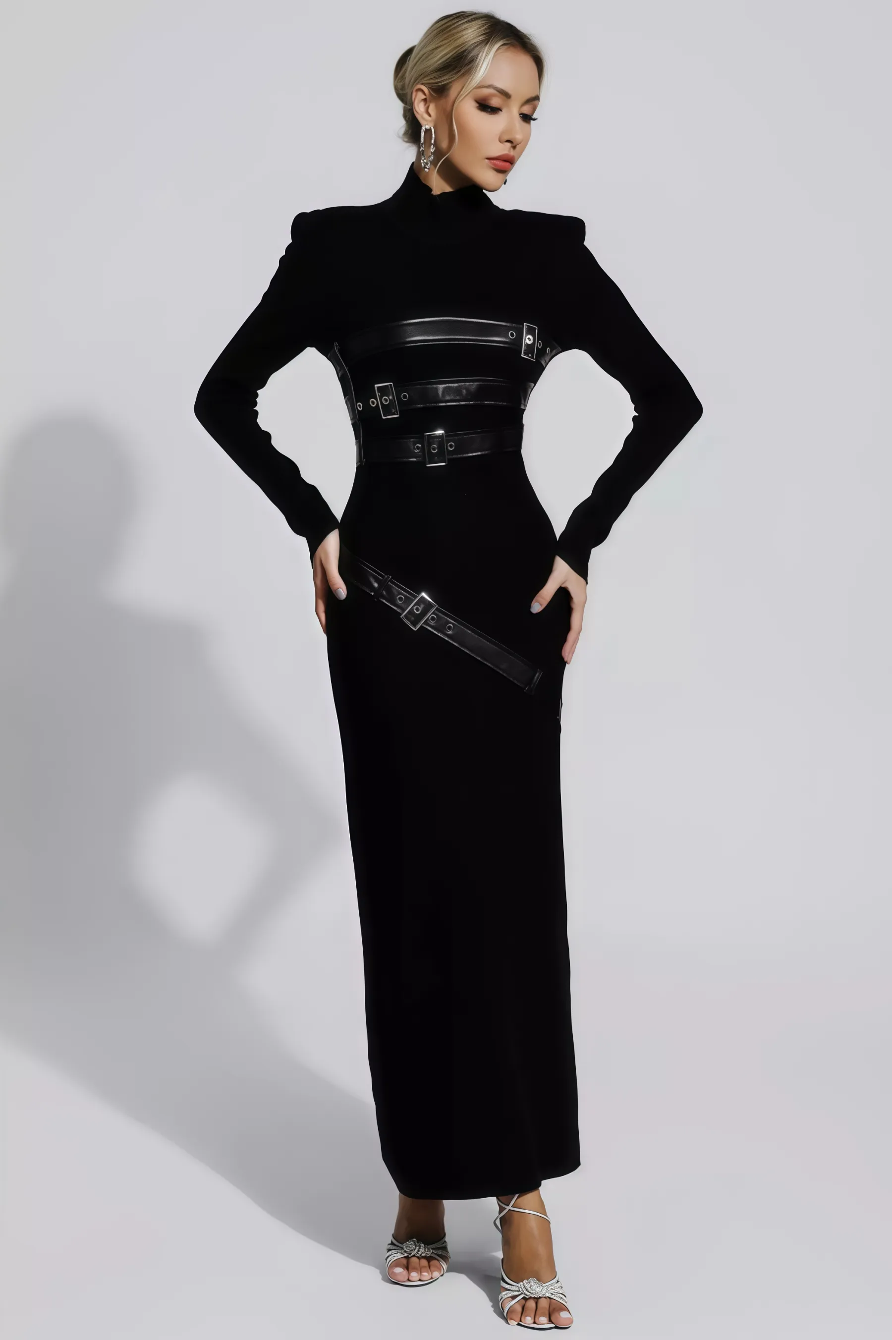 Brock Black PU Maxi Dress