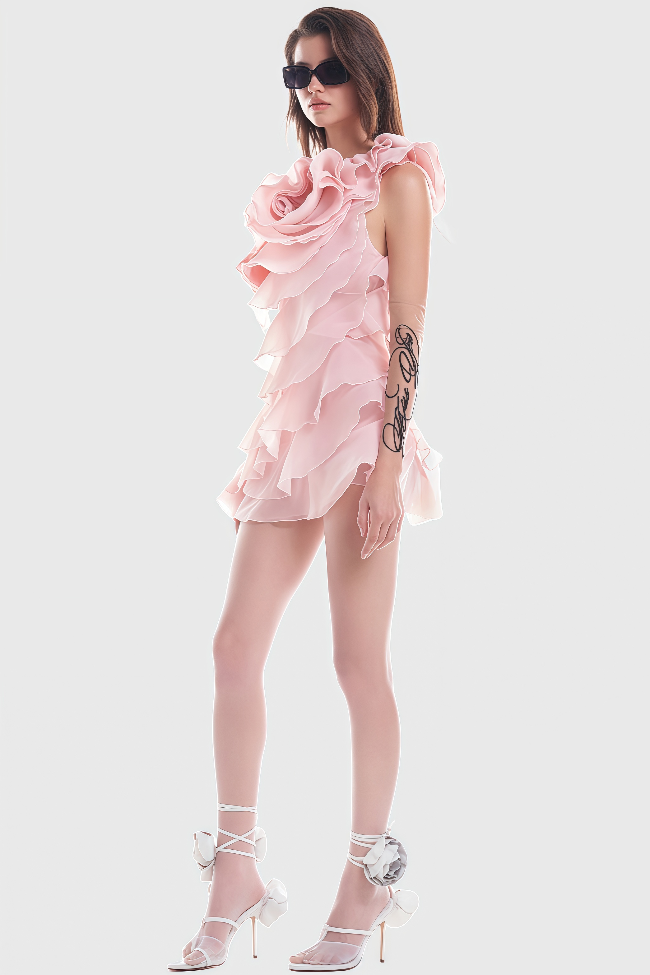 Mavisx Pink 3D Flower Mini Dress