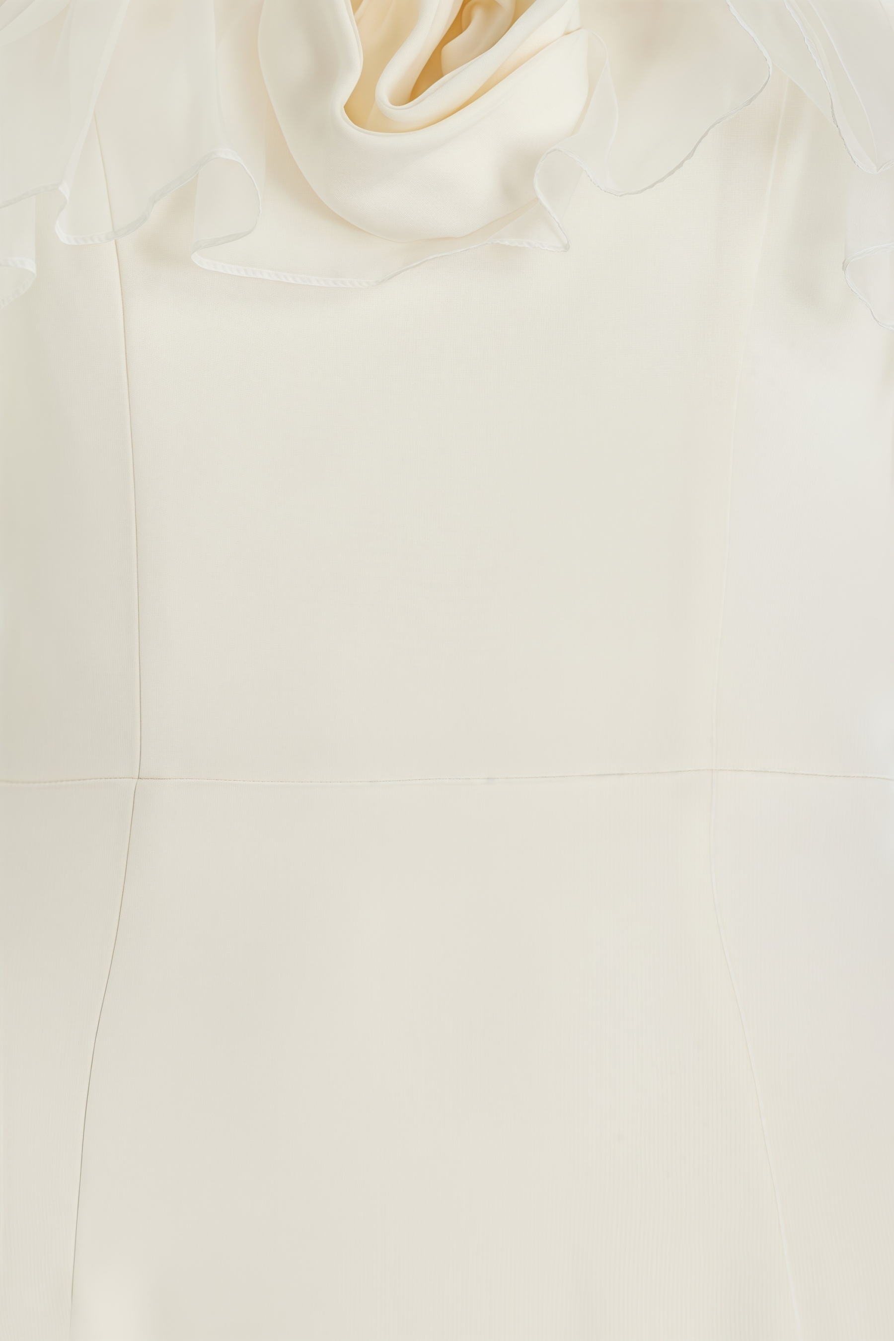 Zaretp White Ruffled Silk Midi Dress