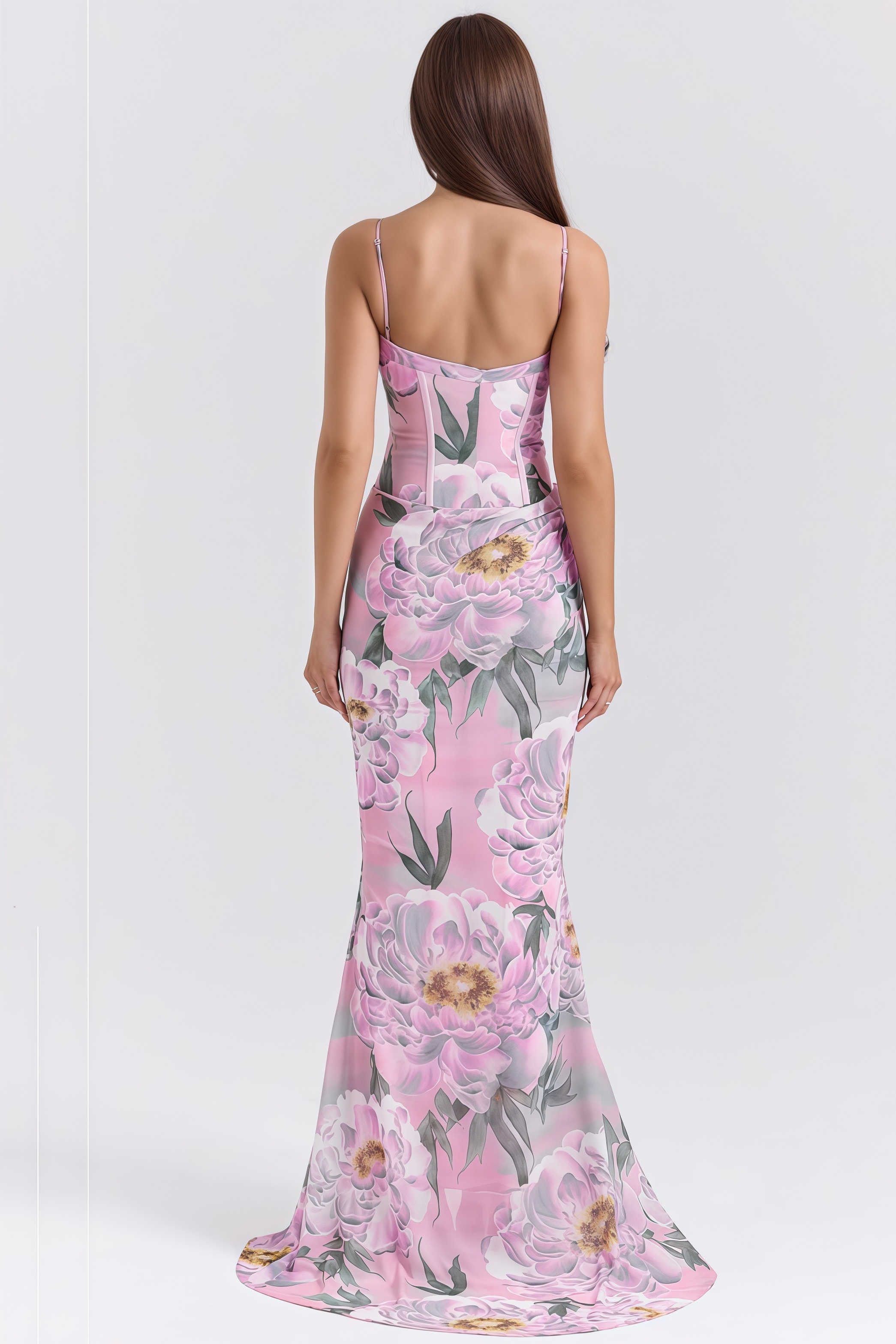 Noely Pink Floral Corset Maxi Dress