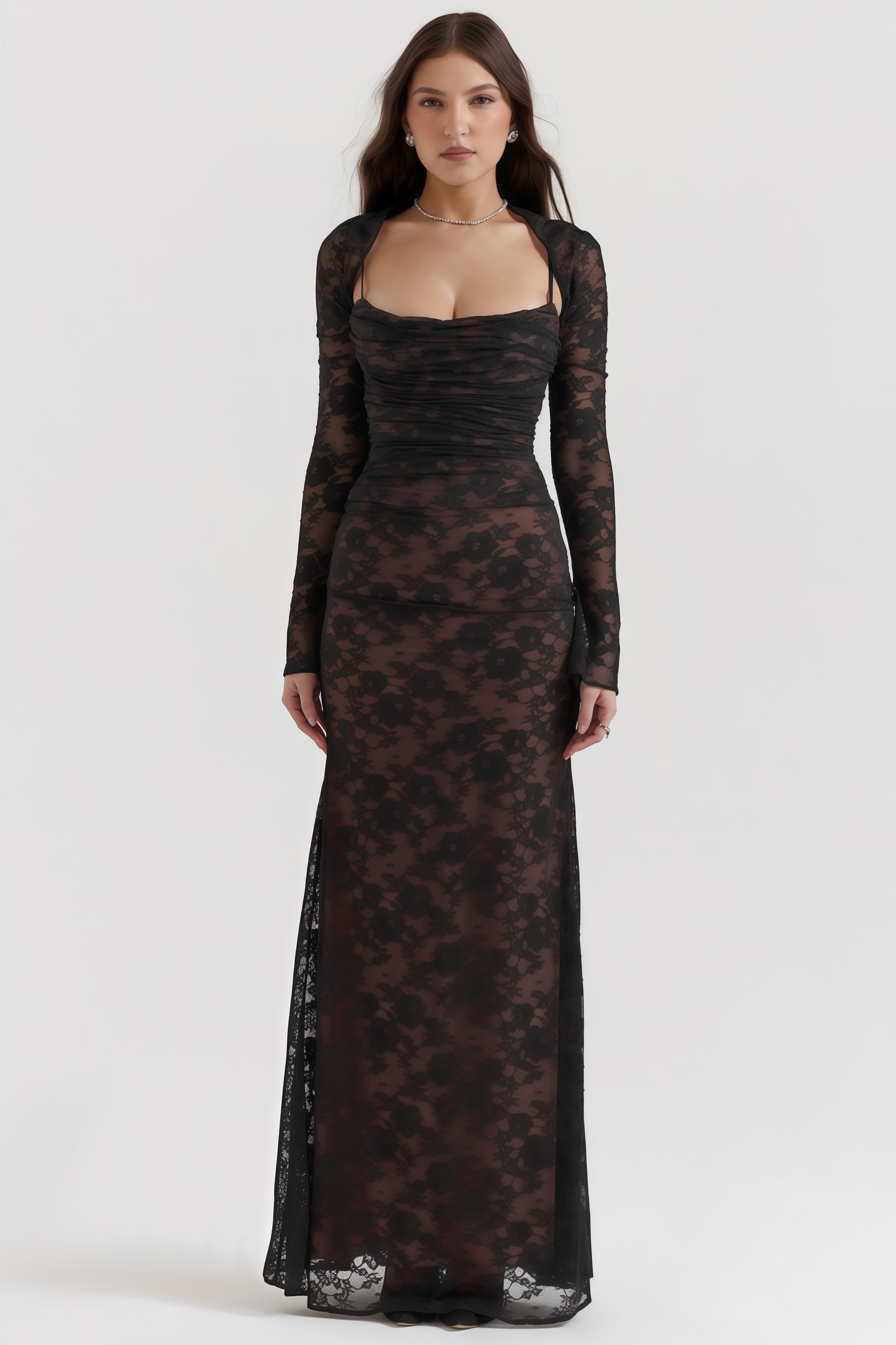 Xaver Black Lace Maxi Dress