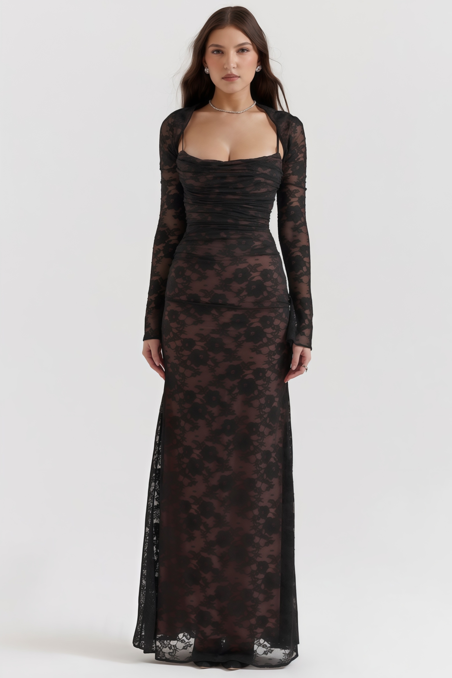 Xaver Black Lace Maxi Dress