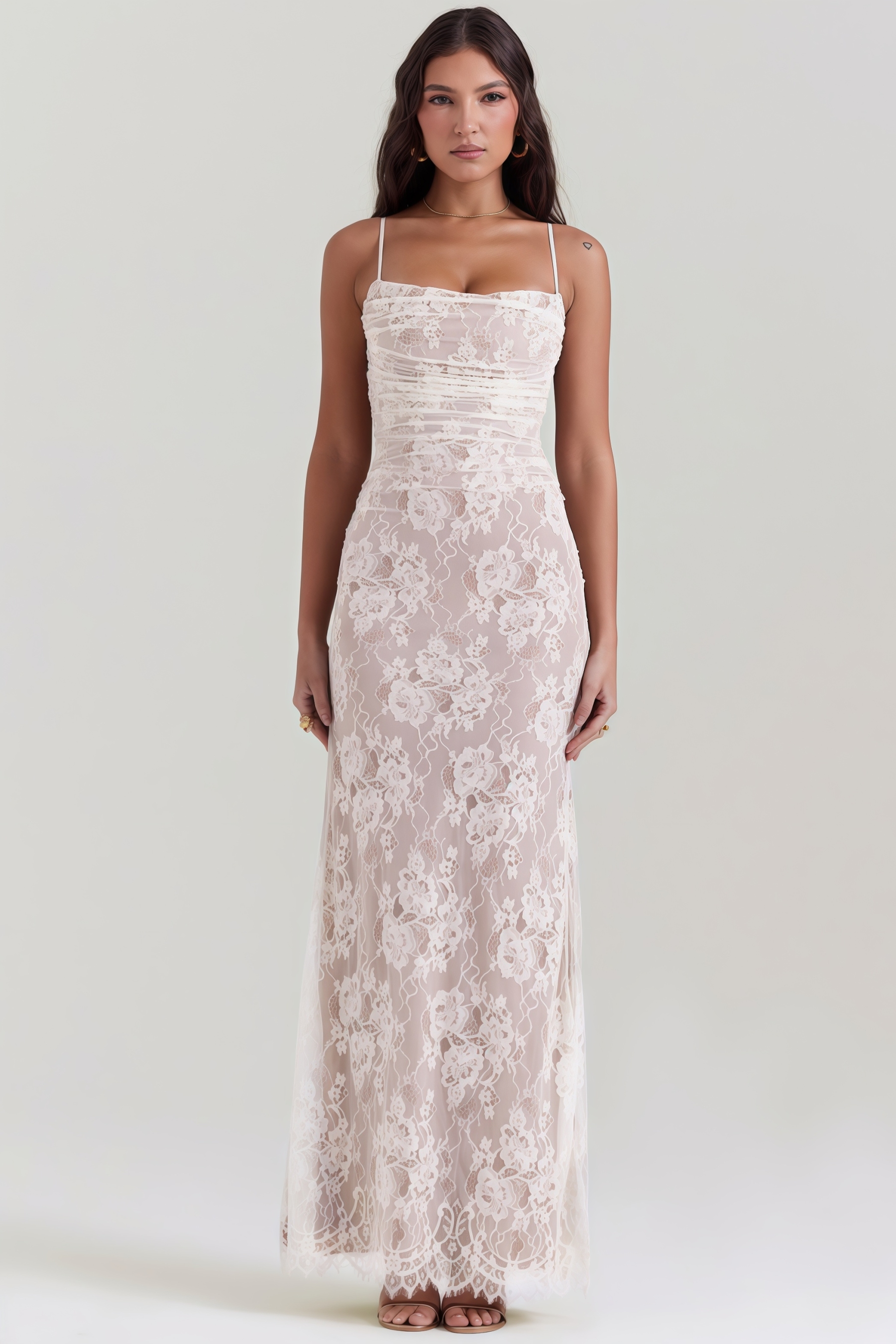 Yoshi Vintage Cream Lace Maxi Dress