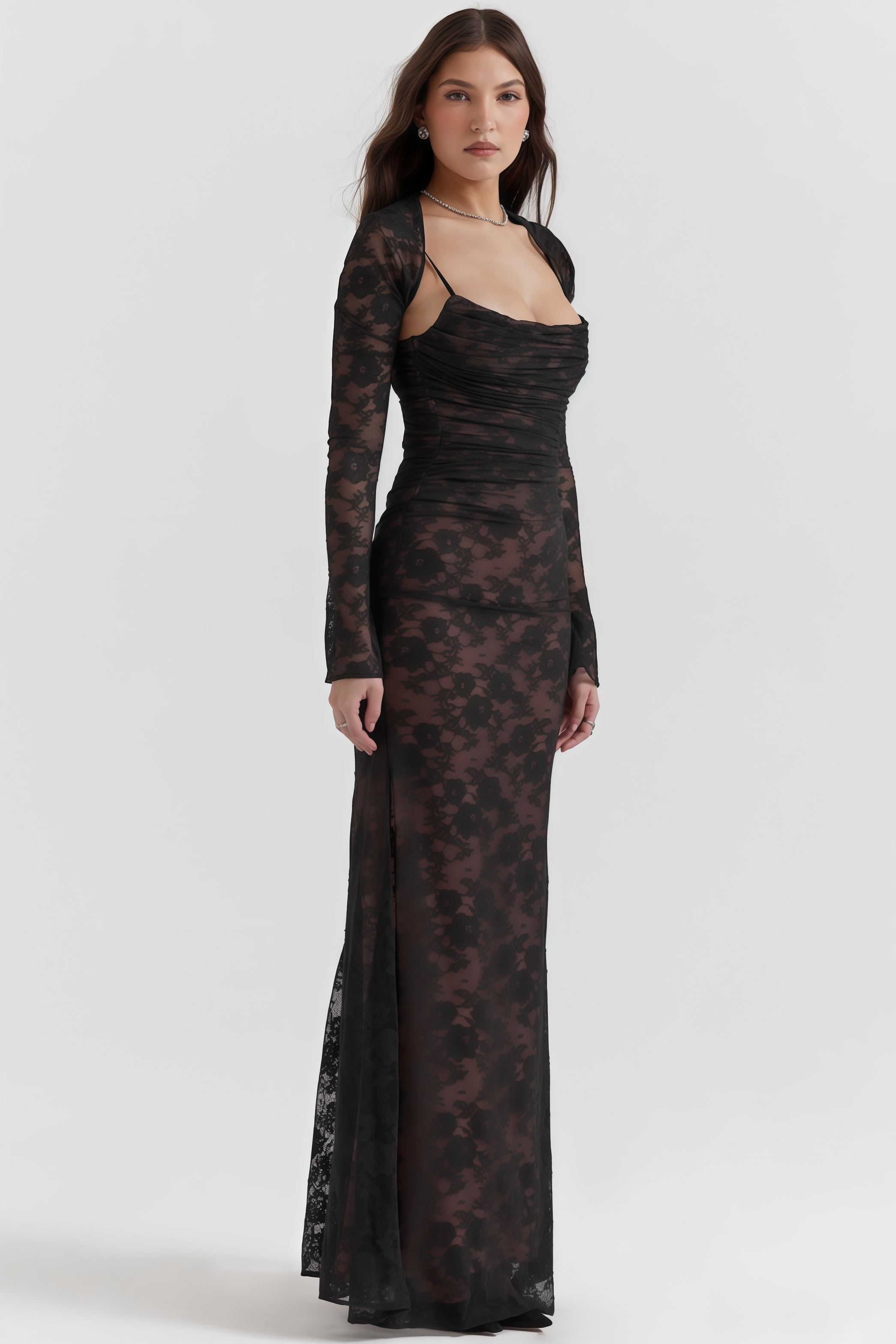 Xaver Black Lace Maxi Dress