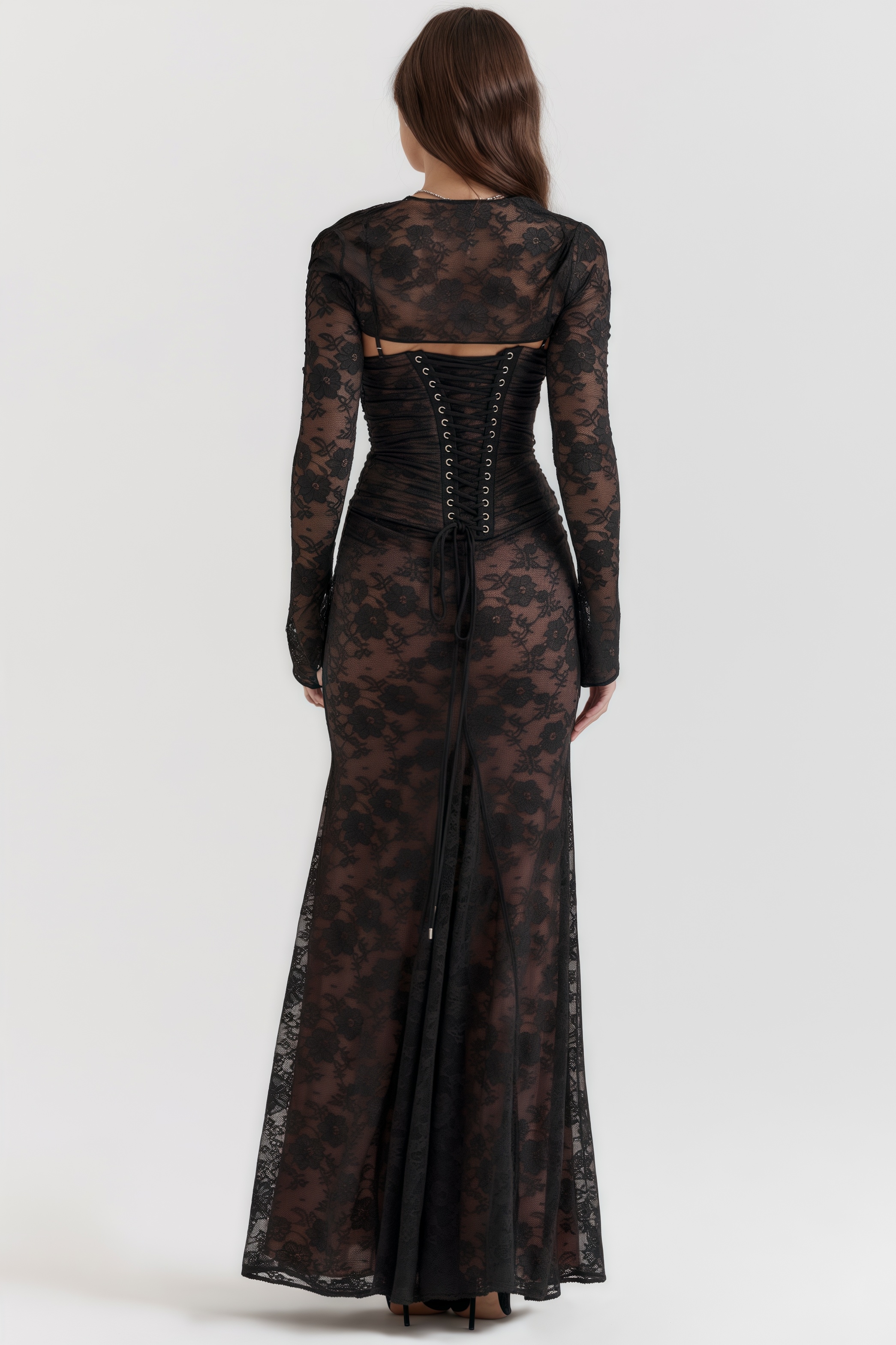 Xaver Black Lace Maxi Dress