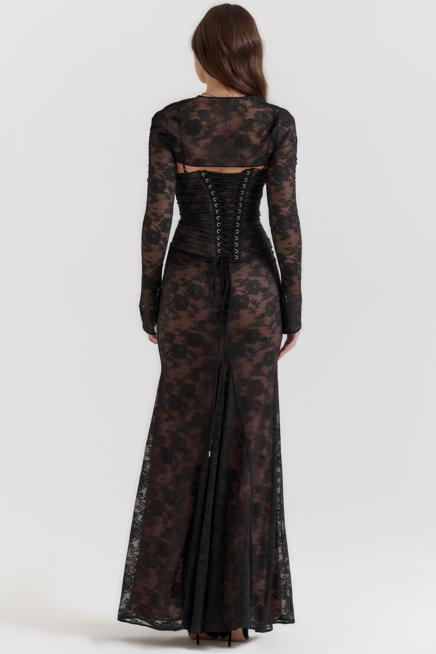 Xaver Black Lace Maxi Dress