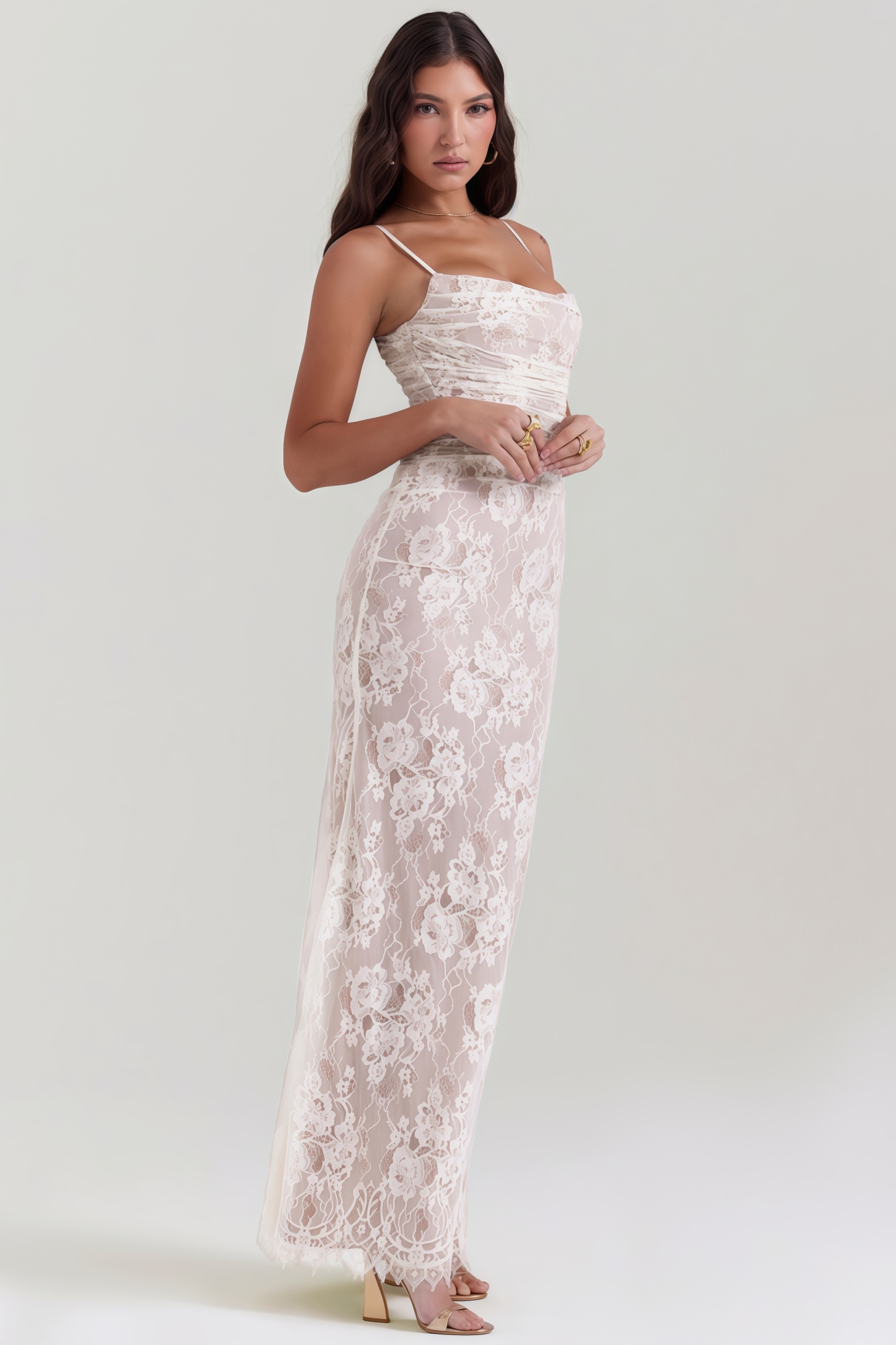 Yoshi Vintage Cream Lace Maxi Dress