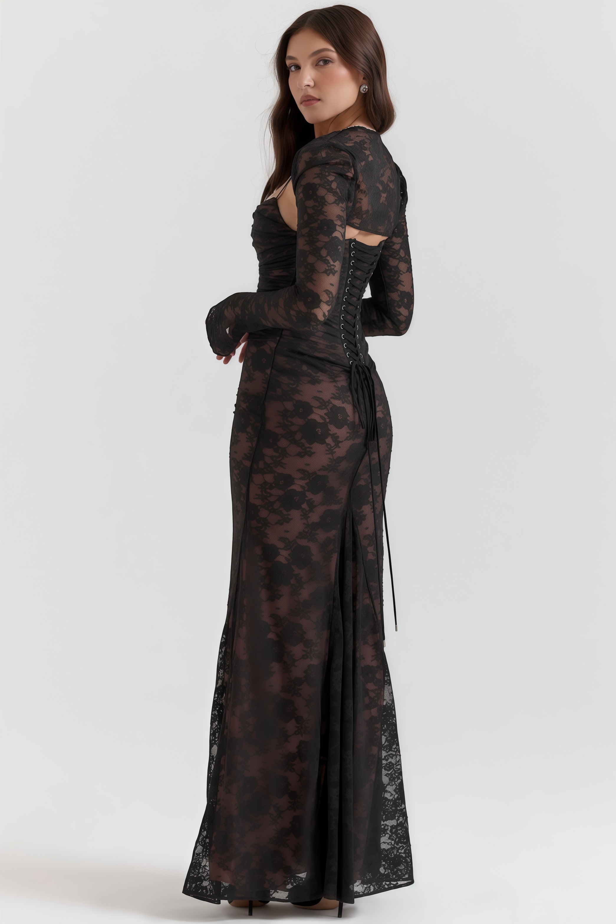 Xaver Black Lace Maxi Dress