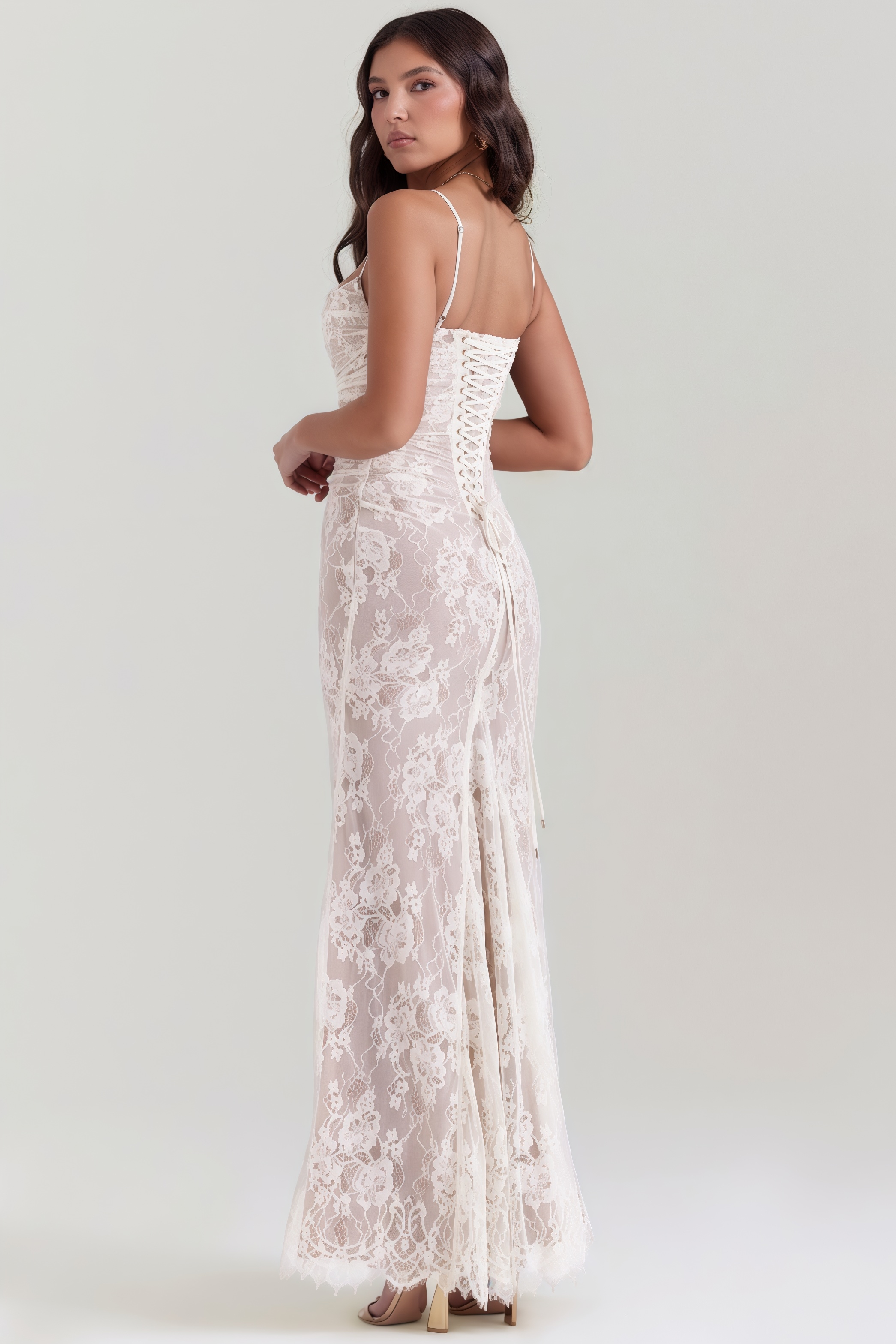 Yoshi Vintage Cream Lace Maxi Dress