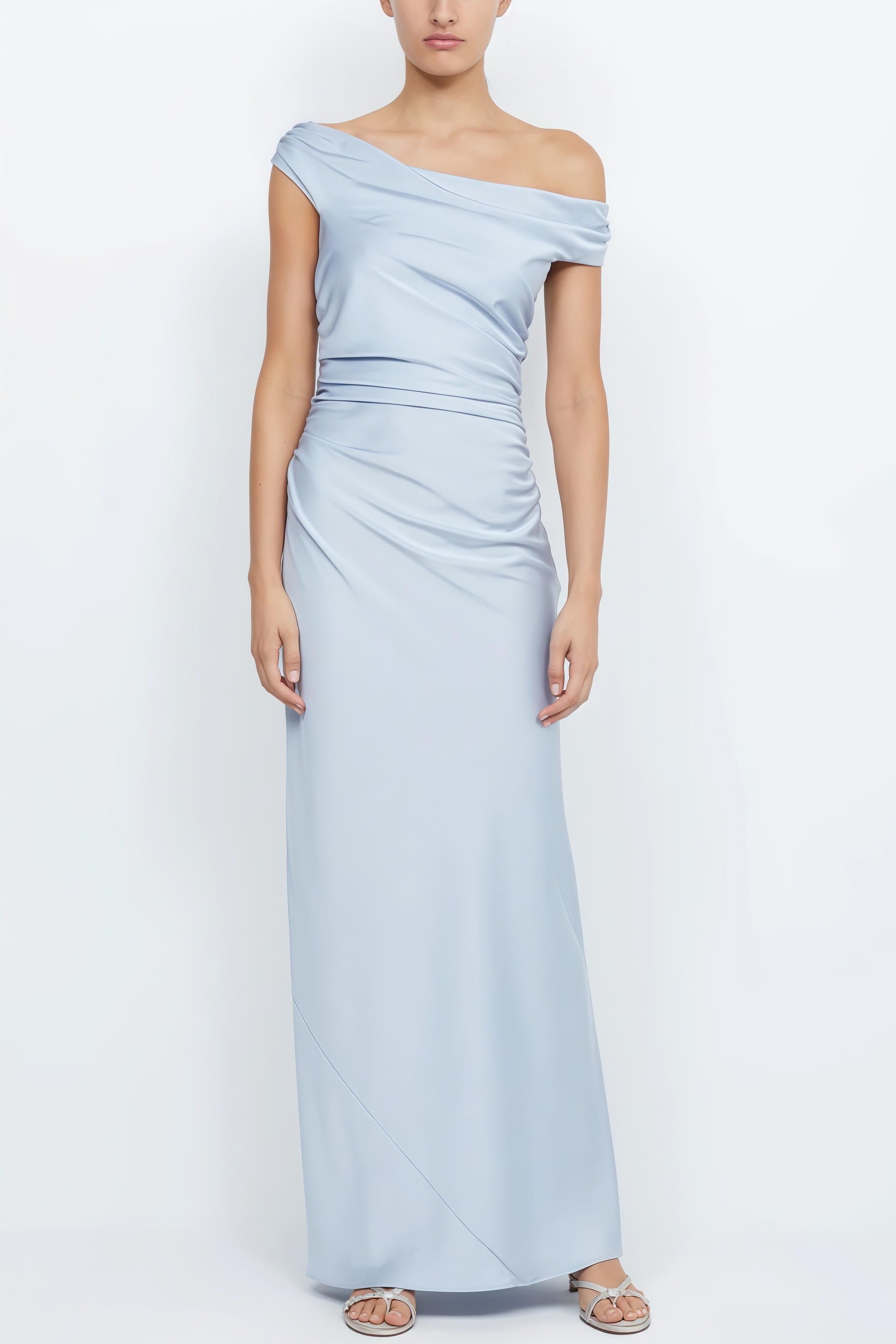 Eland Blue One-Shoulder Maxi Dress