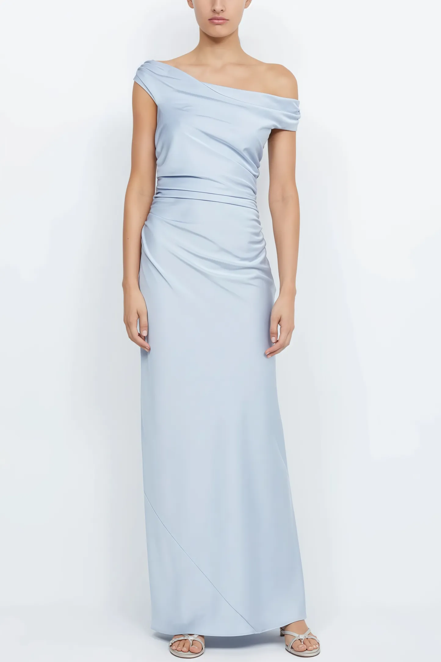 Eland Blue One-Shoulder Maxi Dress