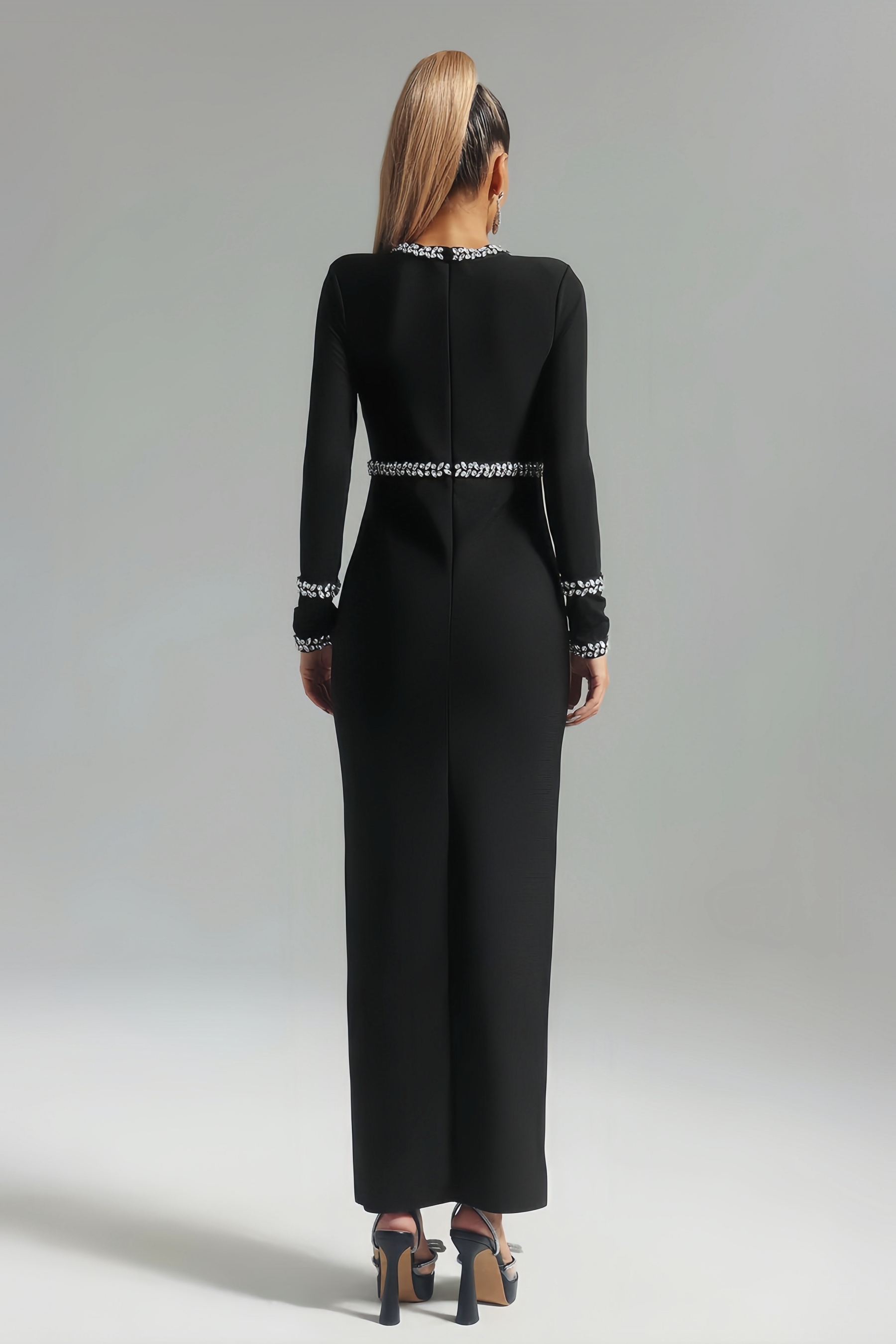 Kaci Diamond-encrusted Cutout Maxi Dress