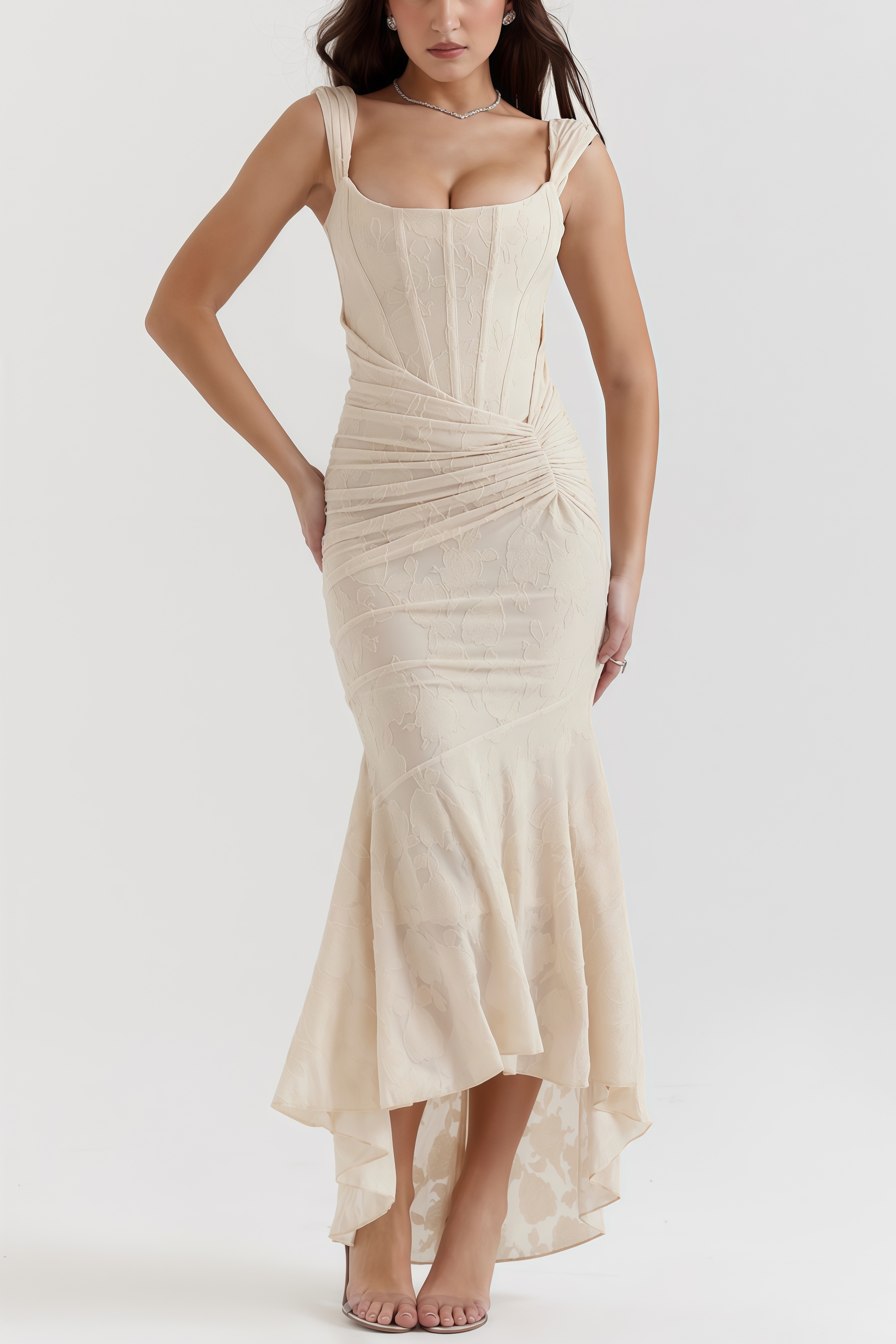 Taye Vintage Cream Floral Maxi Dress